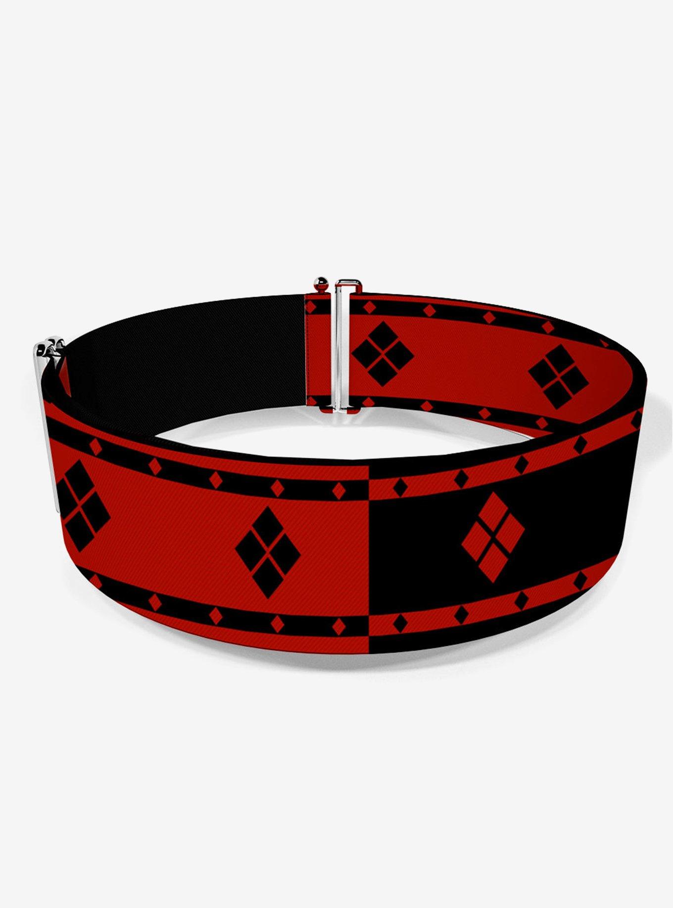 DC Comics Harley Quinn Diamonds Stripe Split Red Black Cinch Belt, , hi-res