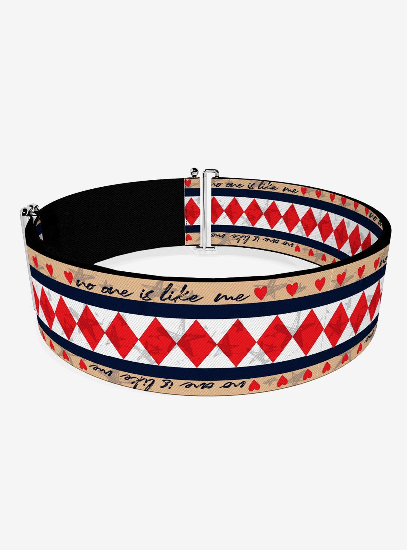 DC Comics Birds of Prey Harley Quinn No One Is Like Me Diamonds Hearts Cinch Belt, , hi-res