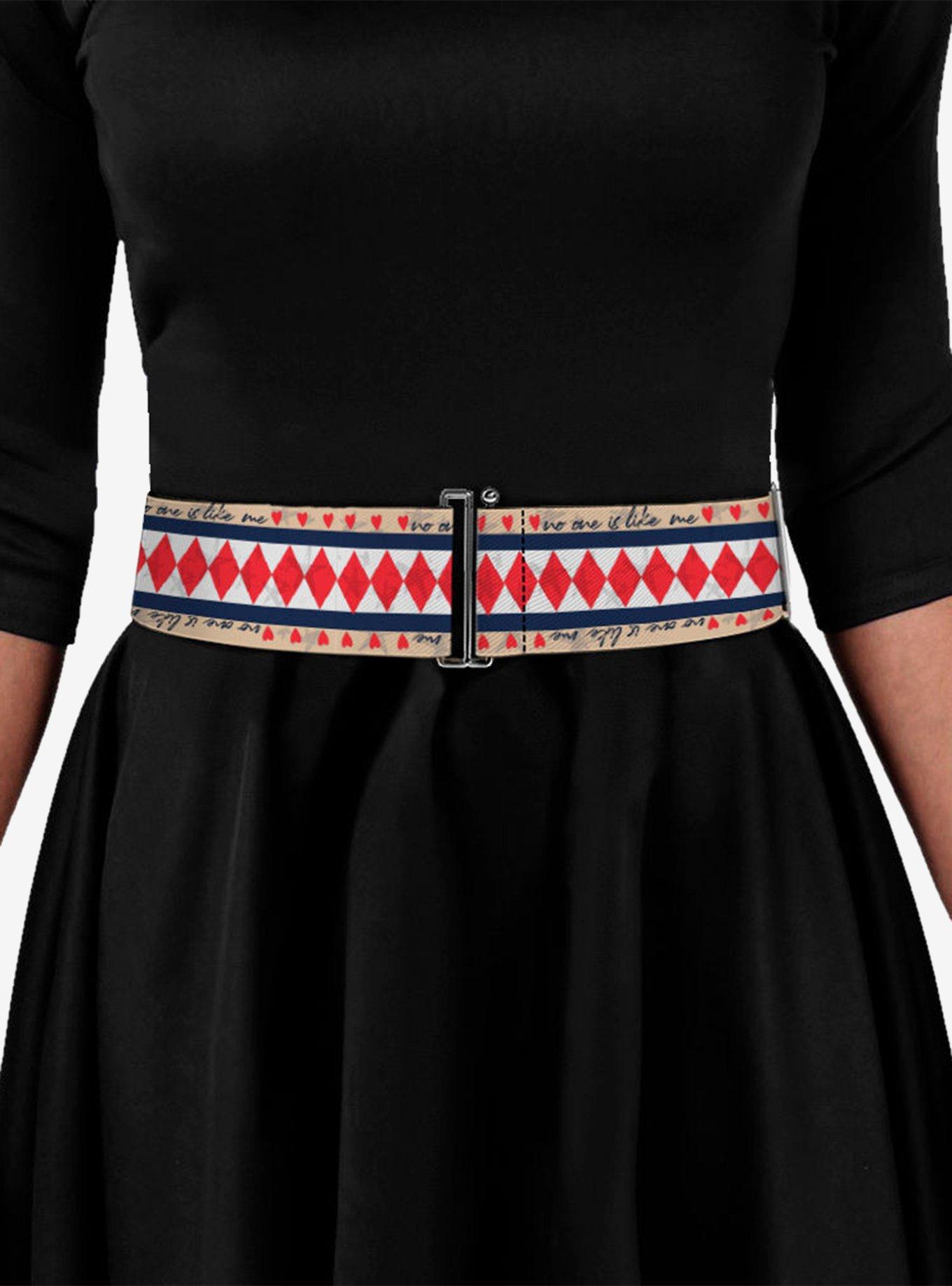 DC Comics Birds of Prey Harley Quinn No One Is Like Me Diamonds Hearts Cinch Belt, RED, alternate