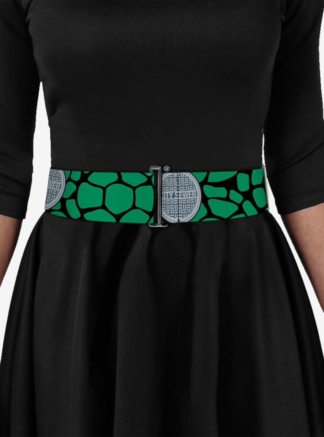Teenage Mutant Ninja Turtles City Sewer Cap Turtle Shell Black Cinch Belt, GREEN, alternate - view 3