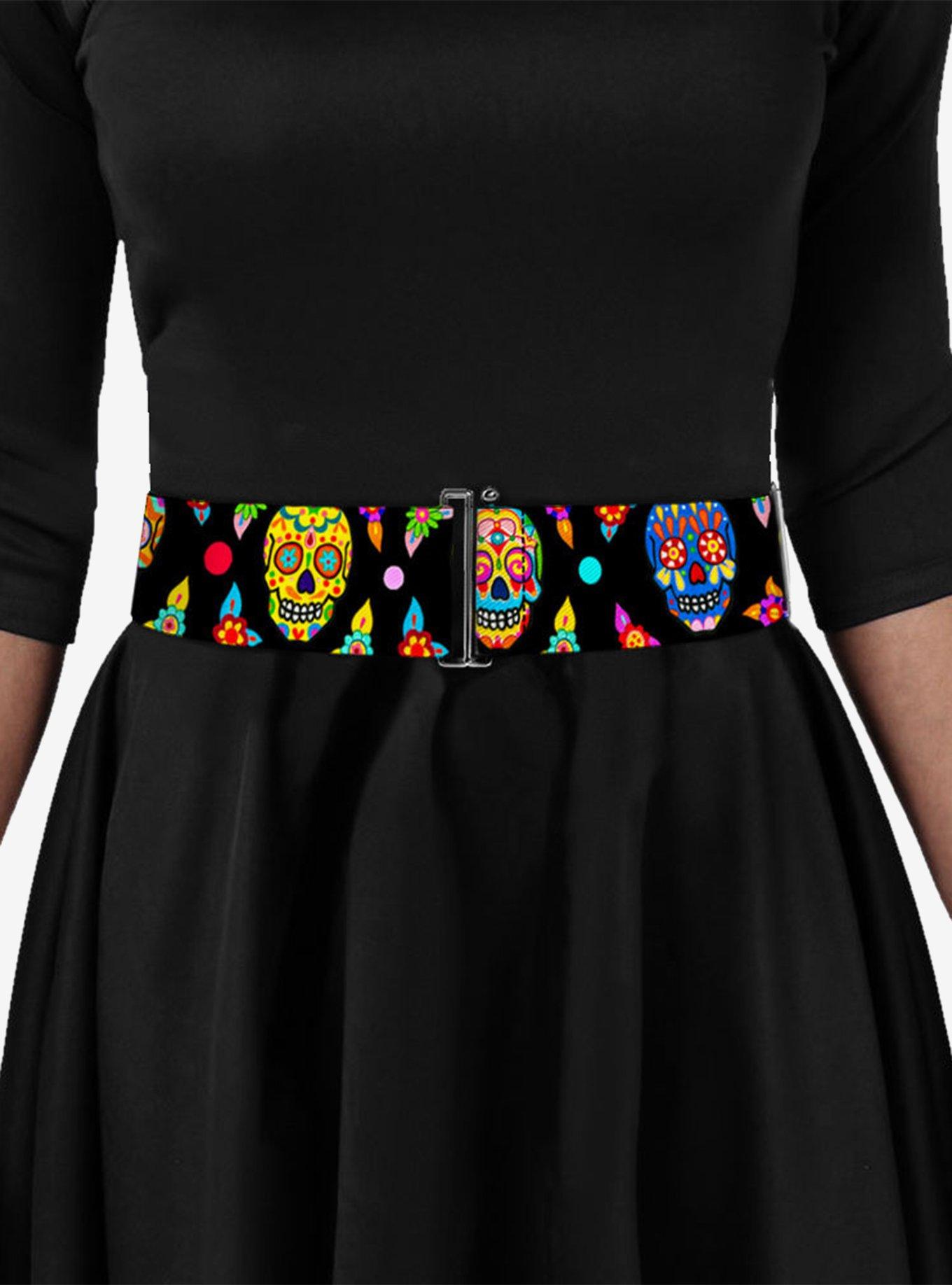 Thaneeya McArdle Colorful Calaveras Black Multi Cinch Belt, BLACK, alternate - view 3