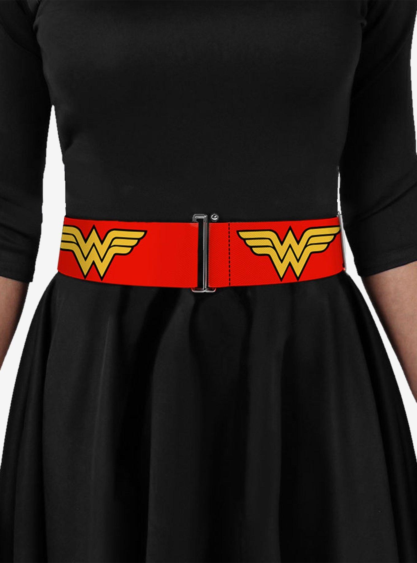 DC Comics Wonder Woman Logo Red Cinch Belt, RED, alternate