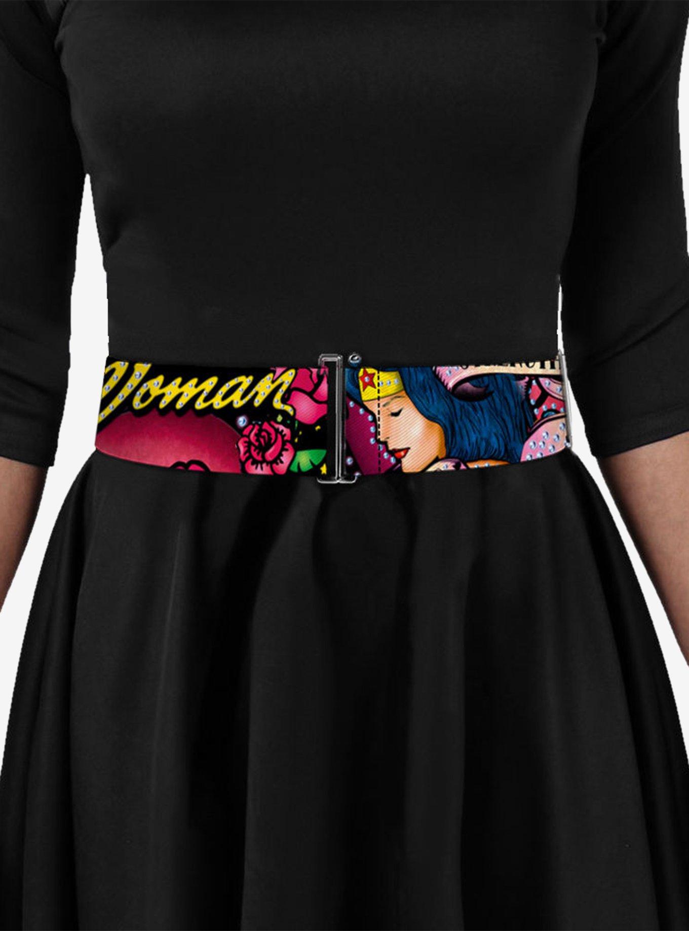 DC Comics Wonder Woman Roses Strength And Beauty Cinch Belt, RED, alternate