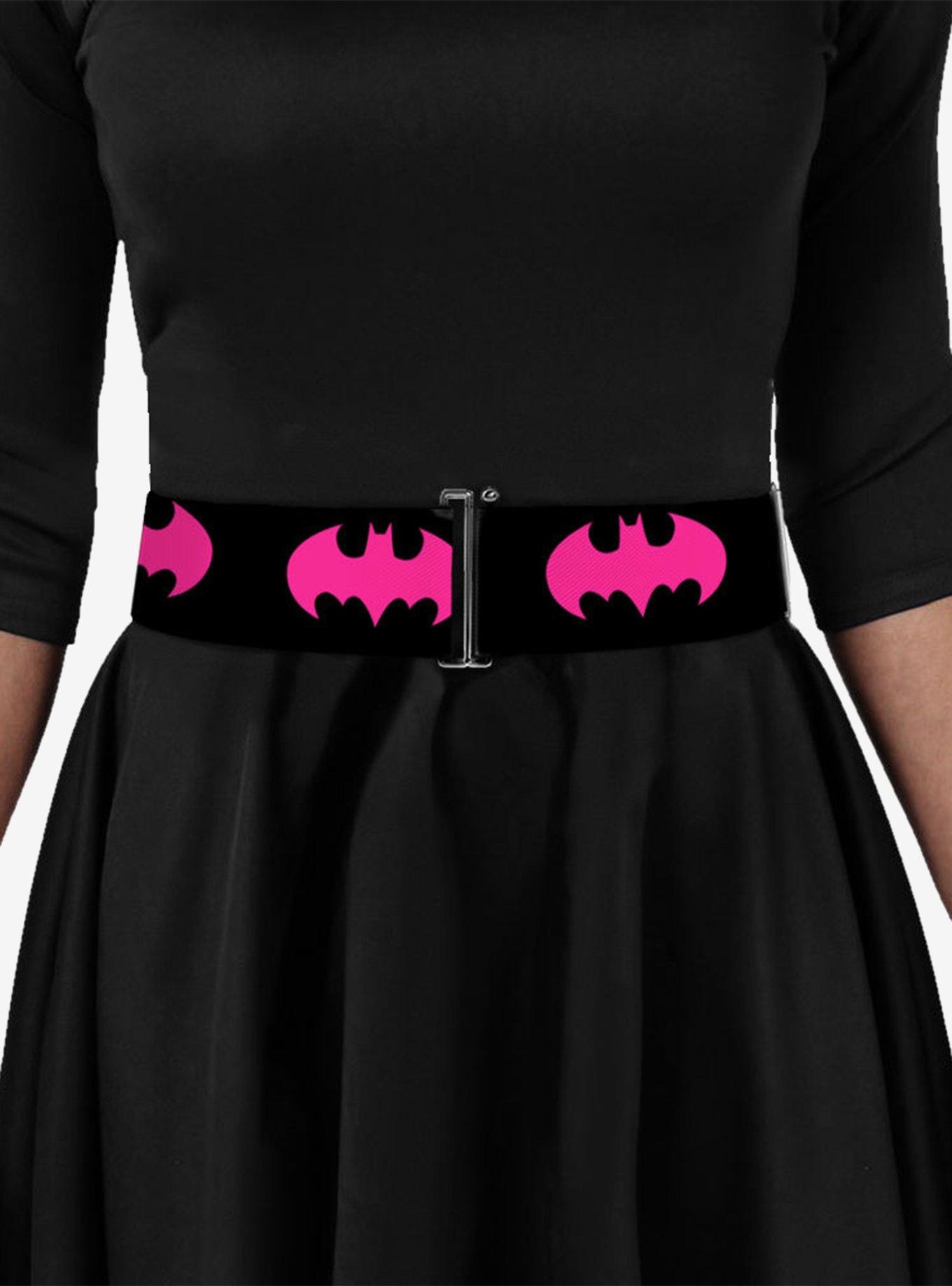 DC Comics Batman Signal Black Fuchsia Cinch Belt, PINK, alternate