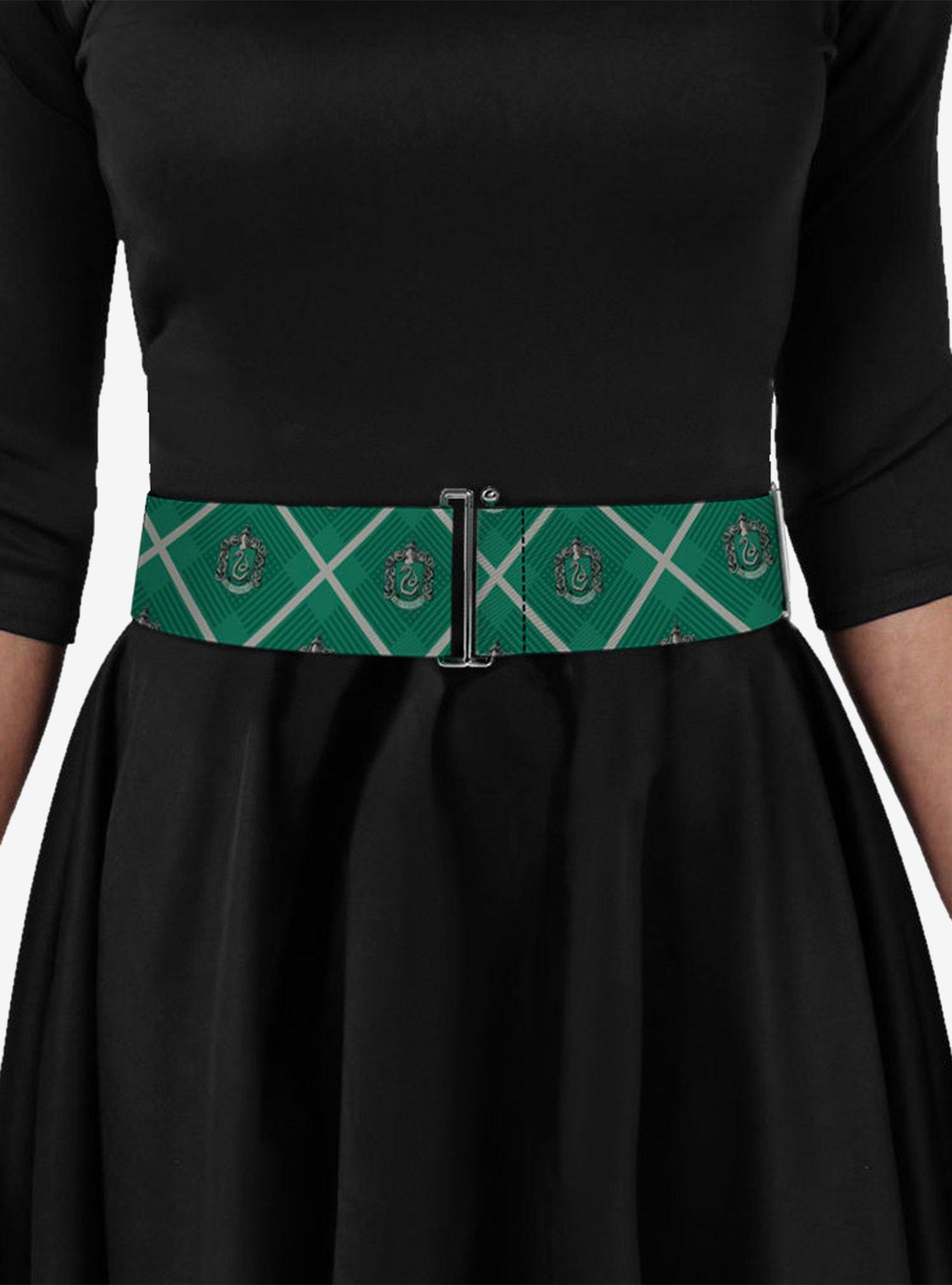 Harry Potter Slytherin Crest Plaid Cinch Belt, GREEN, alternate