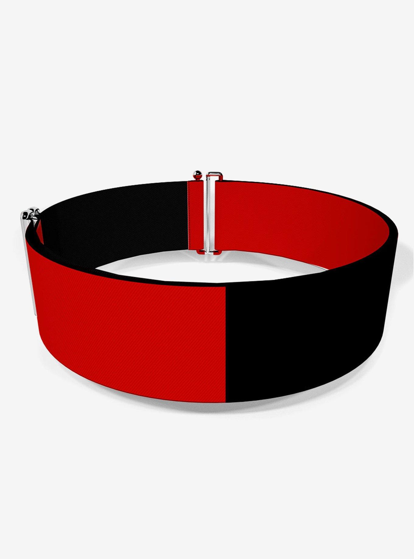 DC Comics Harley Quinn Diamond Split Red Black Cinch Belt, , hi-res