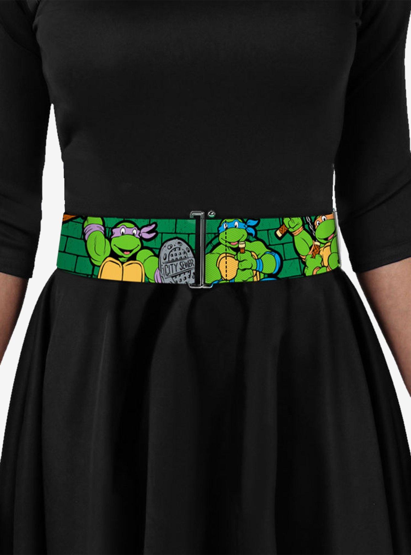 Teenage Mutant Ninja Turtles Group Pose TMNT Green Brick Wall Cinch Belt, GREEN, alternate