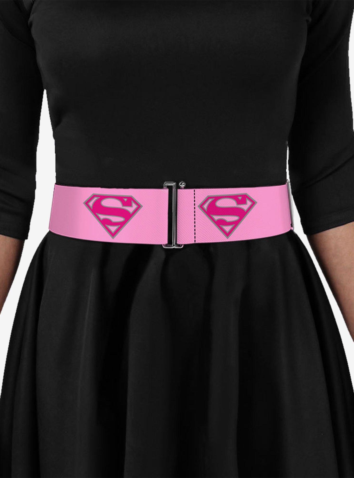DC Comics Superman Shield Pink Cinch Belt, PINK, alternate