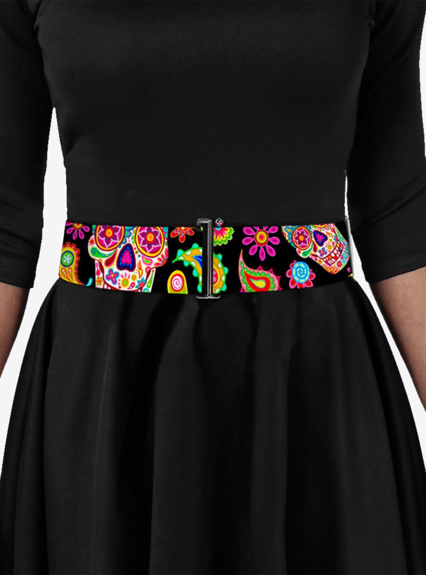 Thaneeya McArdle Bobo Sugar Skull Paisley Black Multi Cinch Belt, BLACK, alternate - view 3