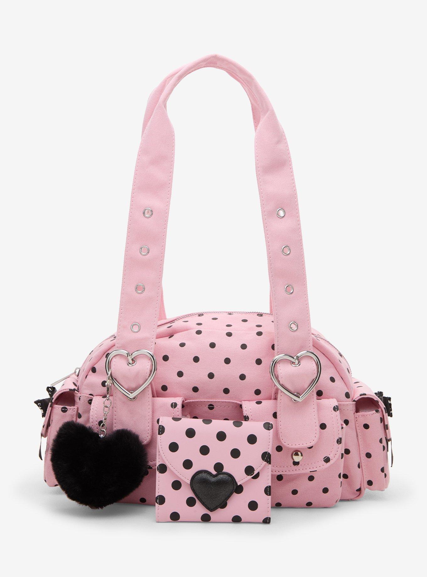 Pink & Black Polka Dot Heart Shoulder Bag, , alternate - view 5