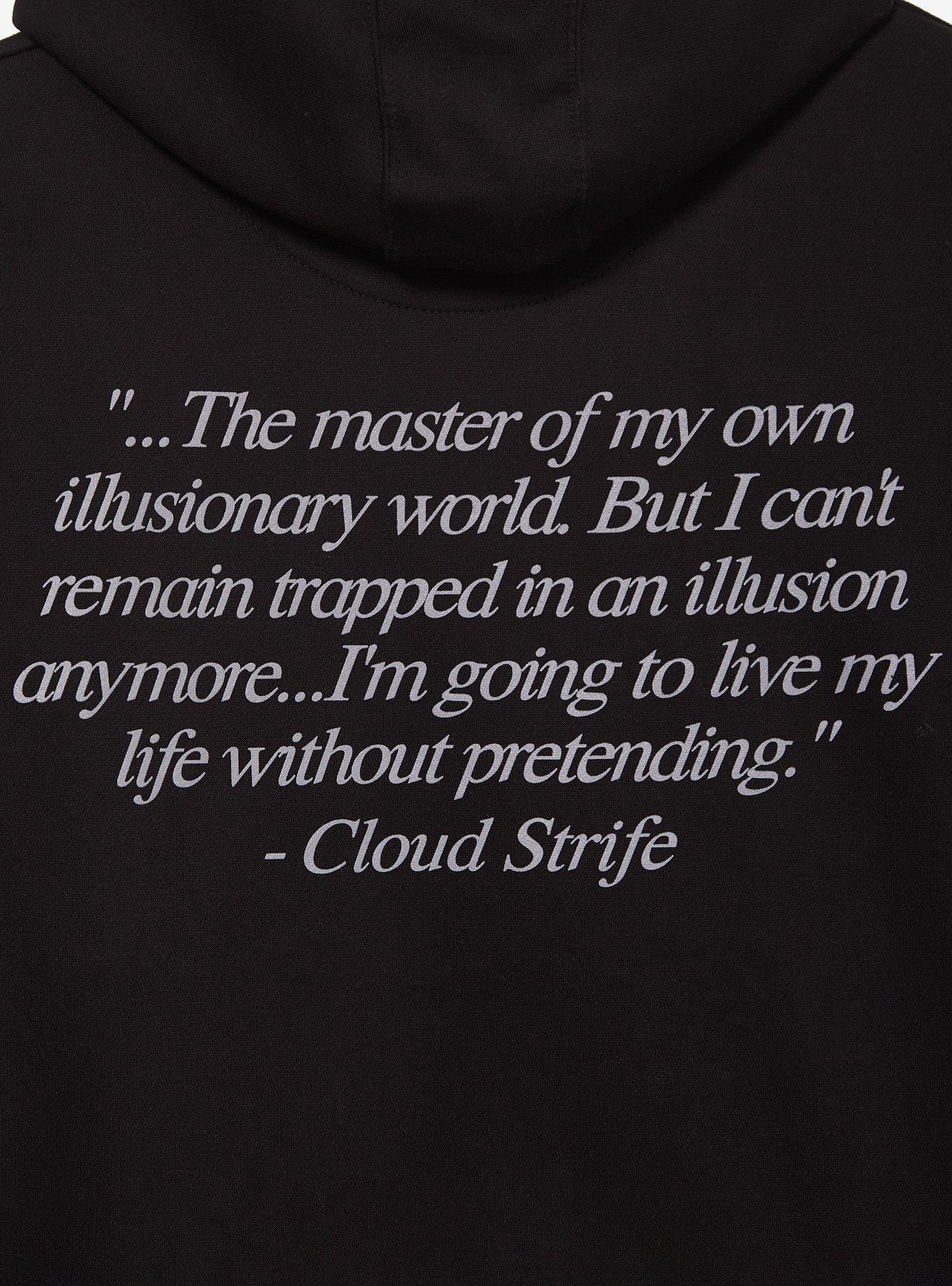 FINAL FANTASY VII Cloud Quote Zippered Hoodie - BoxLunch Exclusive, BLACK, alternate - view 4