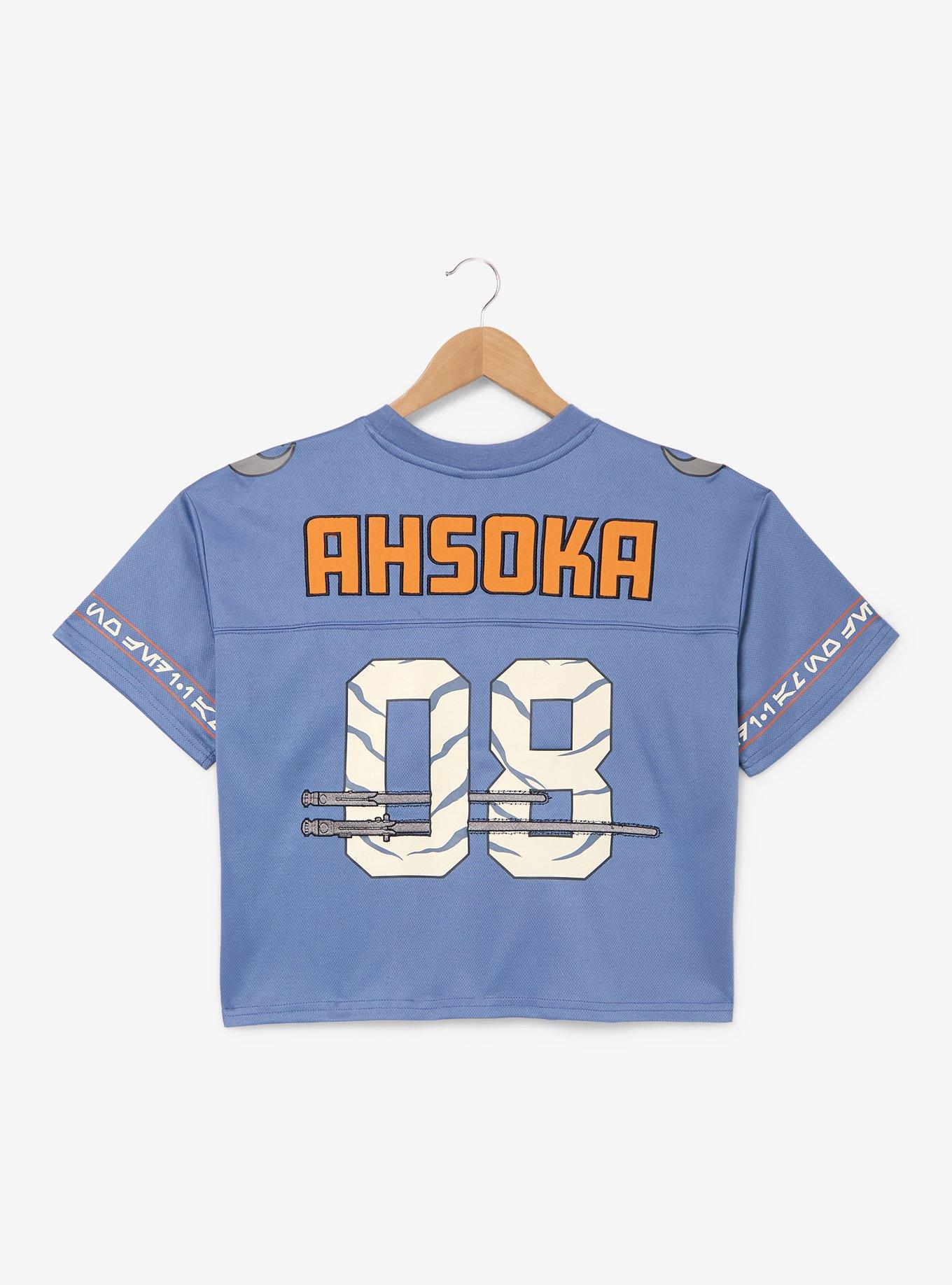 Star Wars Ahsoka Women's Plus Size Cropped Football Jersey - BoxLunch Exclusive, ORANGE, alternate - view 2