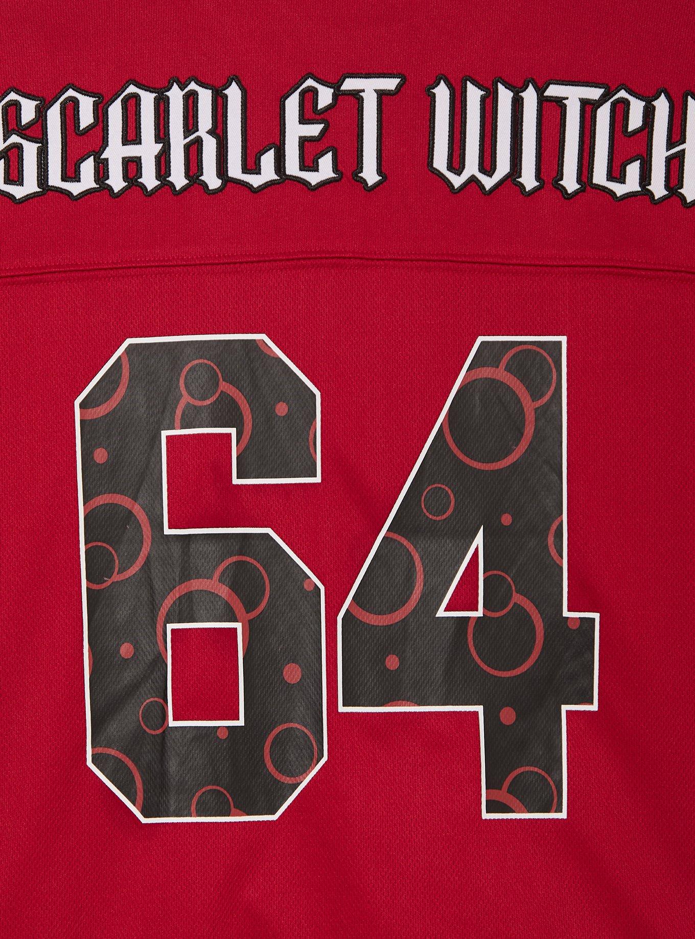 Marvel Scarlet Witch Women's Cropped Football Jersey - BoxLunch Exclusive, BLACK, alternate - view 4