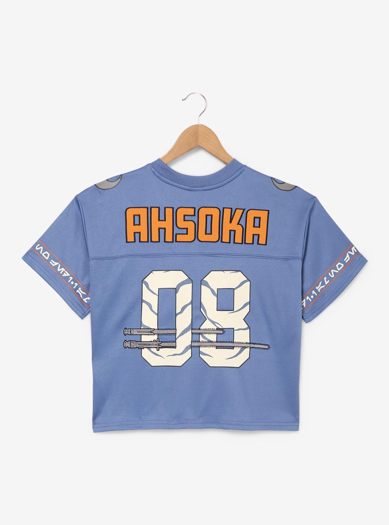 Star Wars Ahsoka Women's Cropped Football Jersey - BoxLunch Exclusive, ORANGE, alternate - view 2