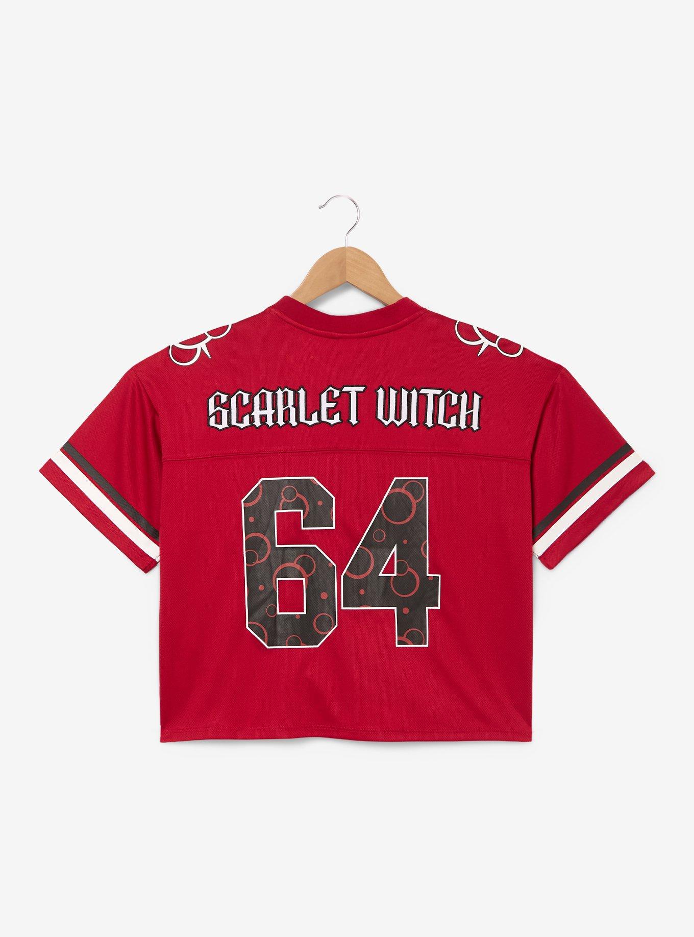 Marvel Scarlet Witch Women's Plus Size Cropped Football Jersey - BoxLunch Exclusive, BLACK, alternate - view 2