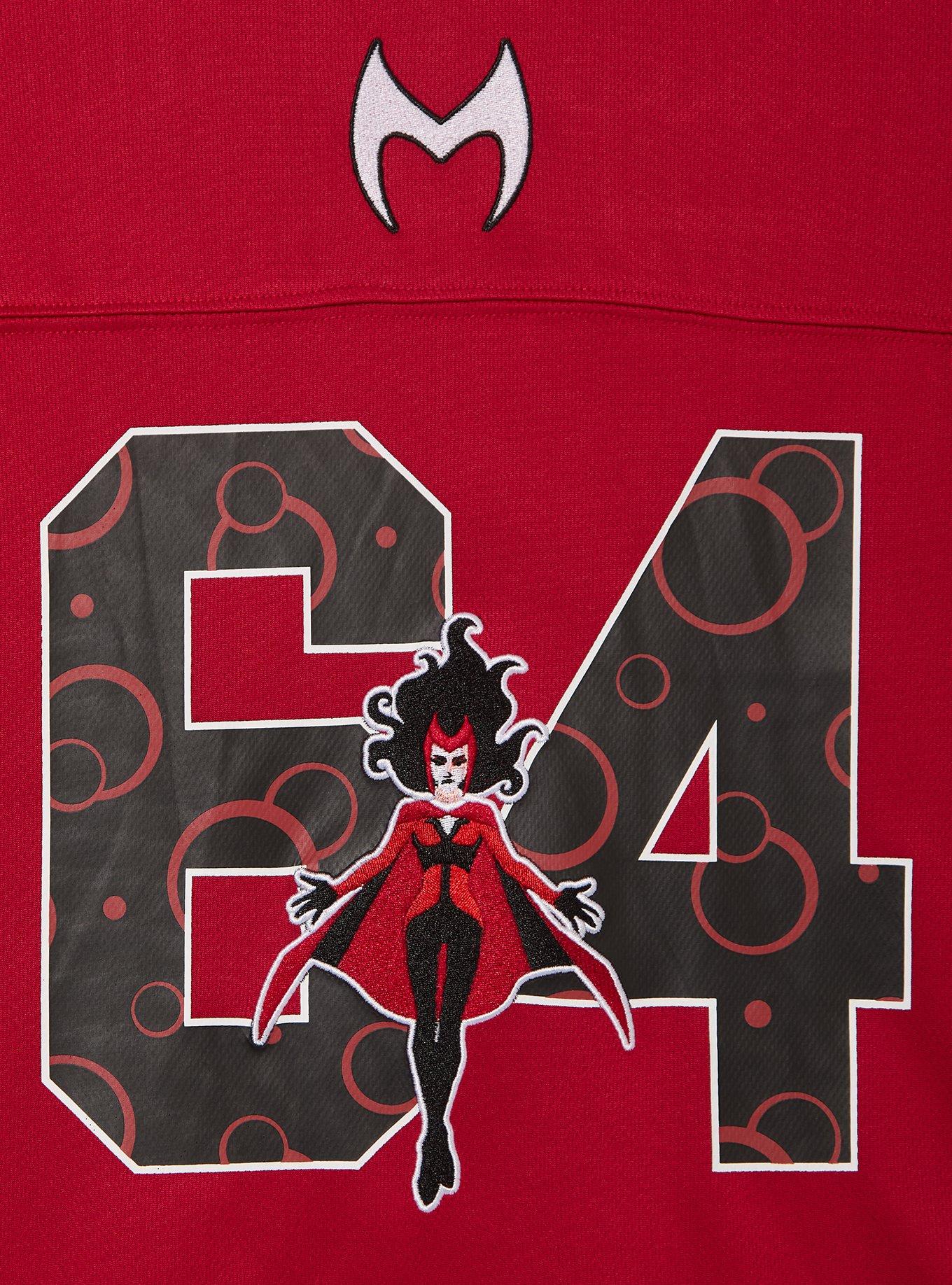 Marvel Scarlet Witch Women's Plus Size Cropped Football Jersey - BoxLunch Exclusive, BLACK, alternate - view 3