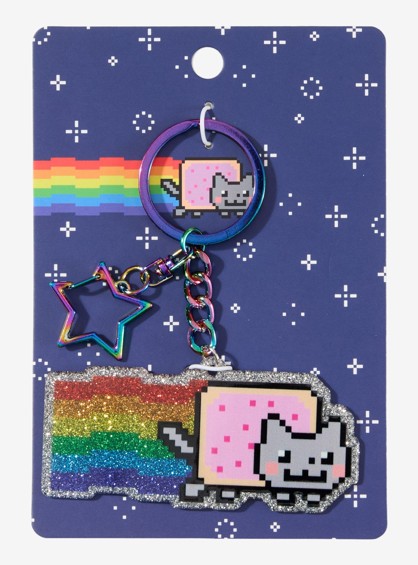 Nyan Cat Glitter Acrylic Keychain Hot Topic Exclusive, , hi-res