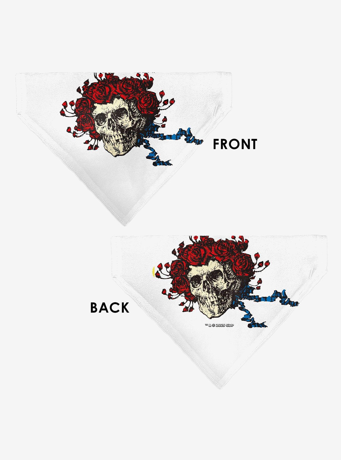 Grateful Dead Skull and Rose Face Slip On Collar Pet Bandana - Bandana Only