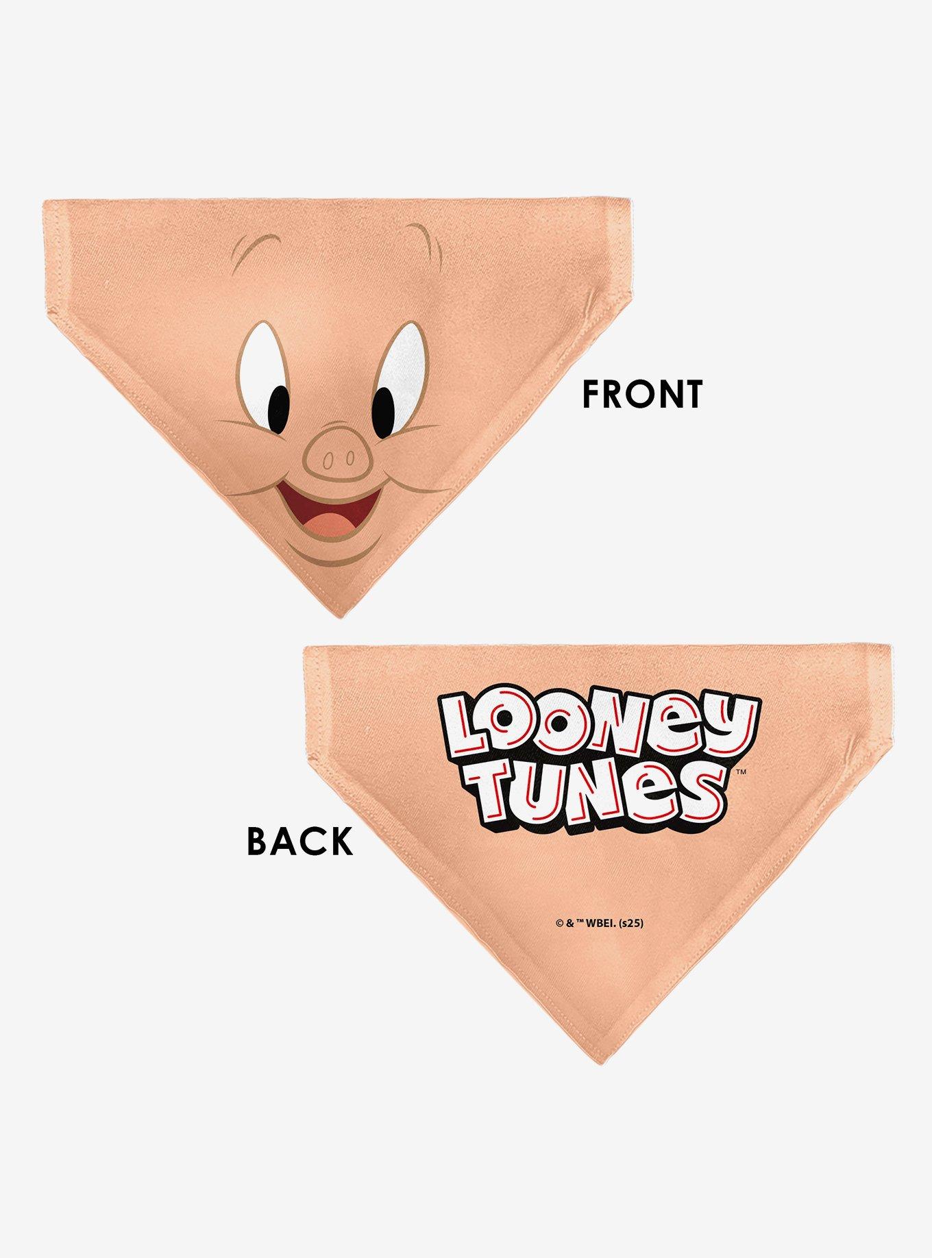 Looney Tunes Porky Pig Face Close Up Peach Slip On Collar Pet Bandana - Bandana Only, , alternate