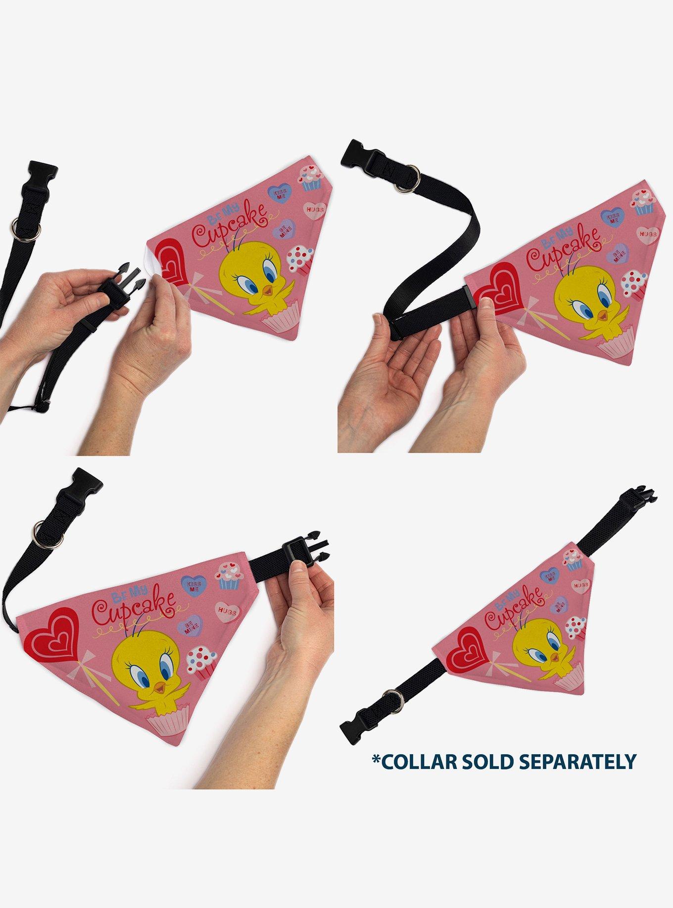 Looney Tunes Tweety Bird Be My Cupcake Sweets Pose and Title Slip On Collar Pet Bandana - Bandana Only, , alternate