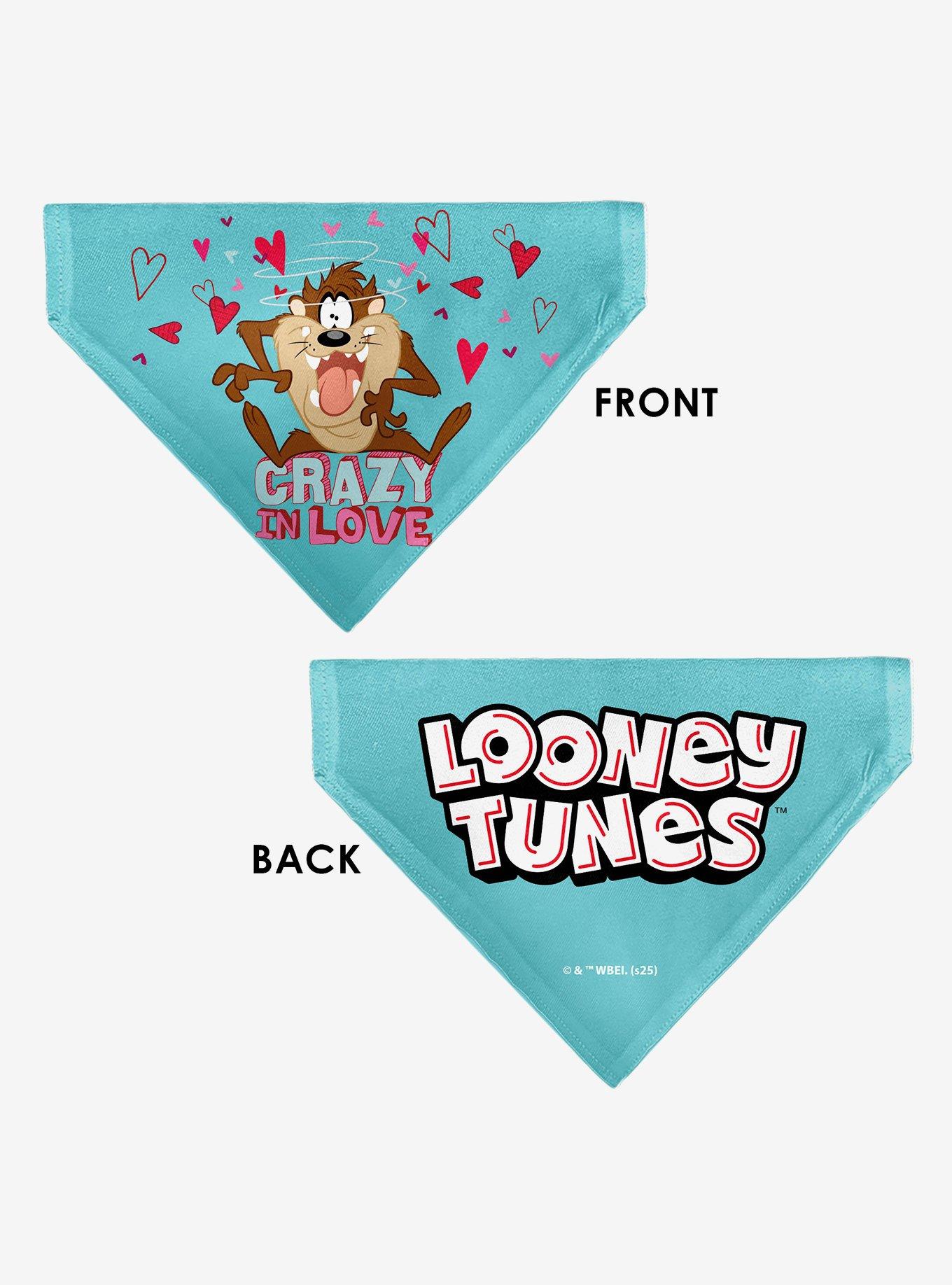 Looney Tunes Taz Tasmanian Devil Crazy In Love Heart Logo Slip On Collar Pet Bandana - Bandana Only, , alternate