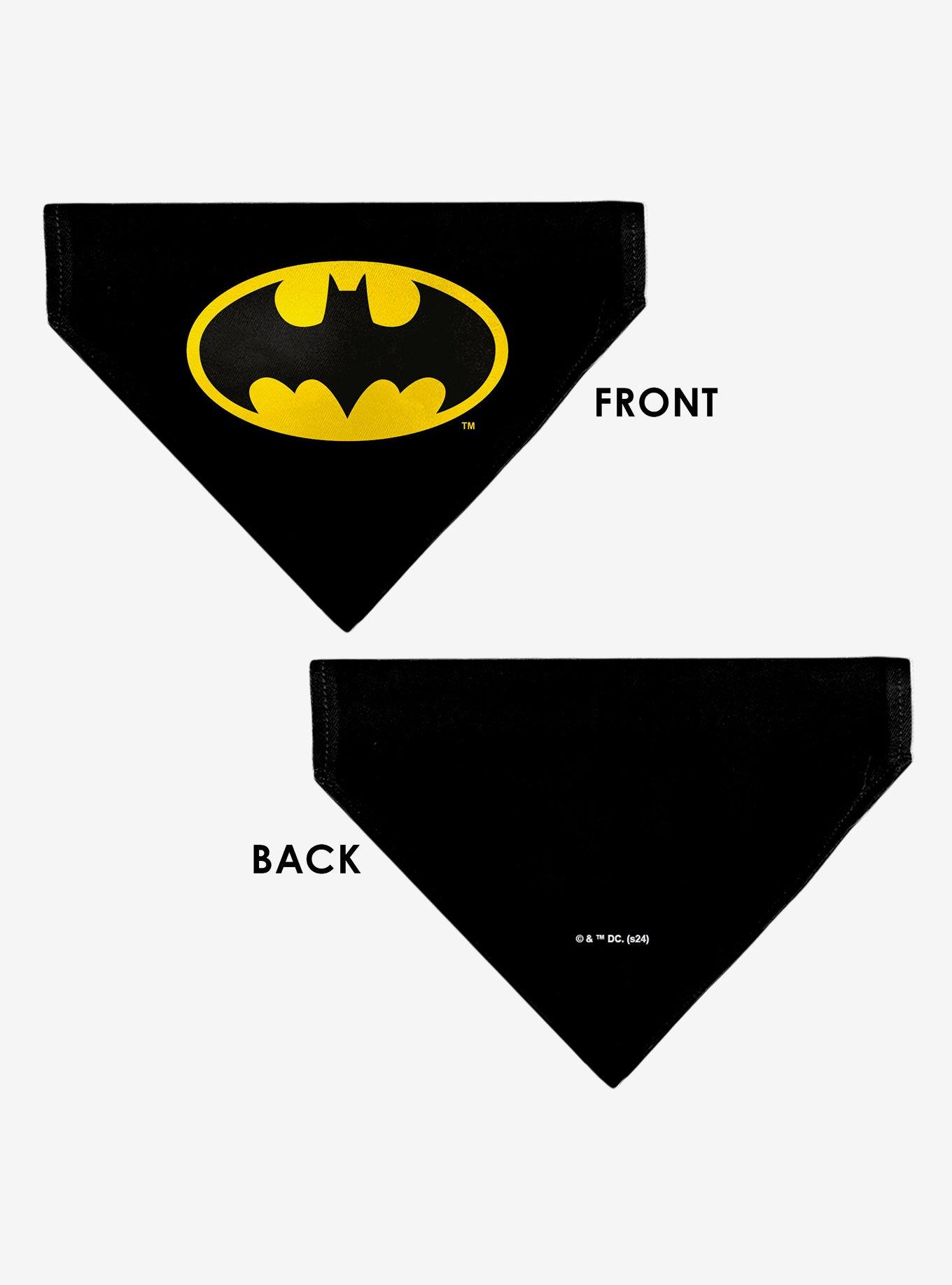 DC Comics Batman Shield Logo Black Slip On Collar Pet Bandana - Bandana Only, , alternate