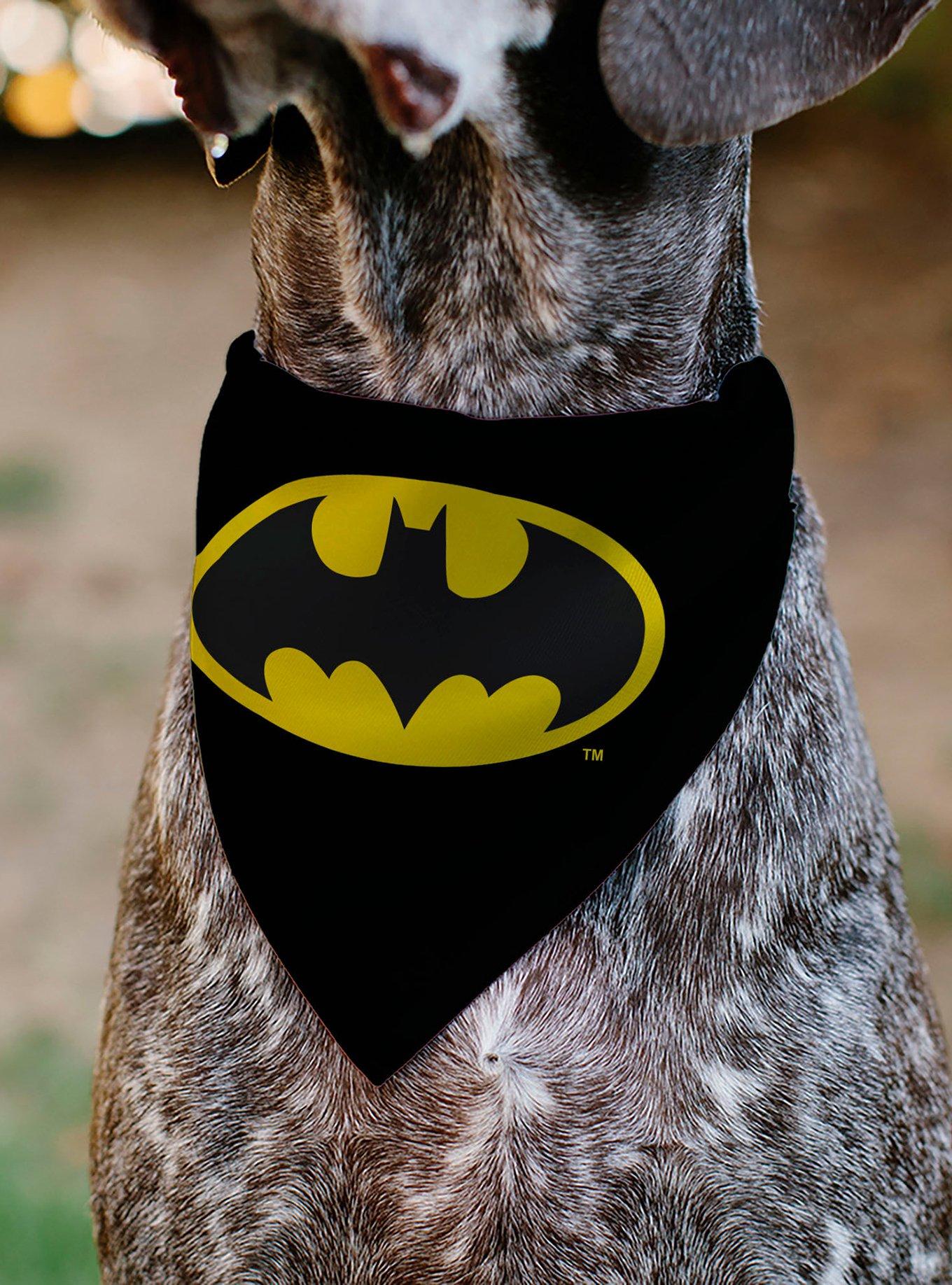DC Comics Batman Shield Logo Black Slip On Collar Pet Bandana - Bandana Only, , alternate