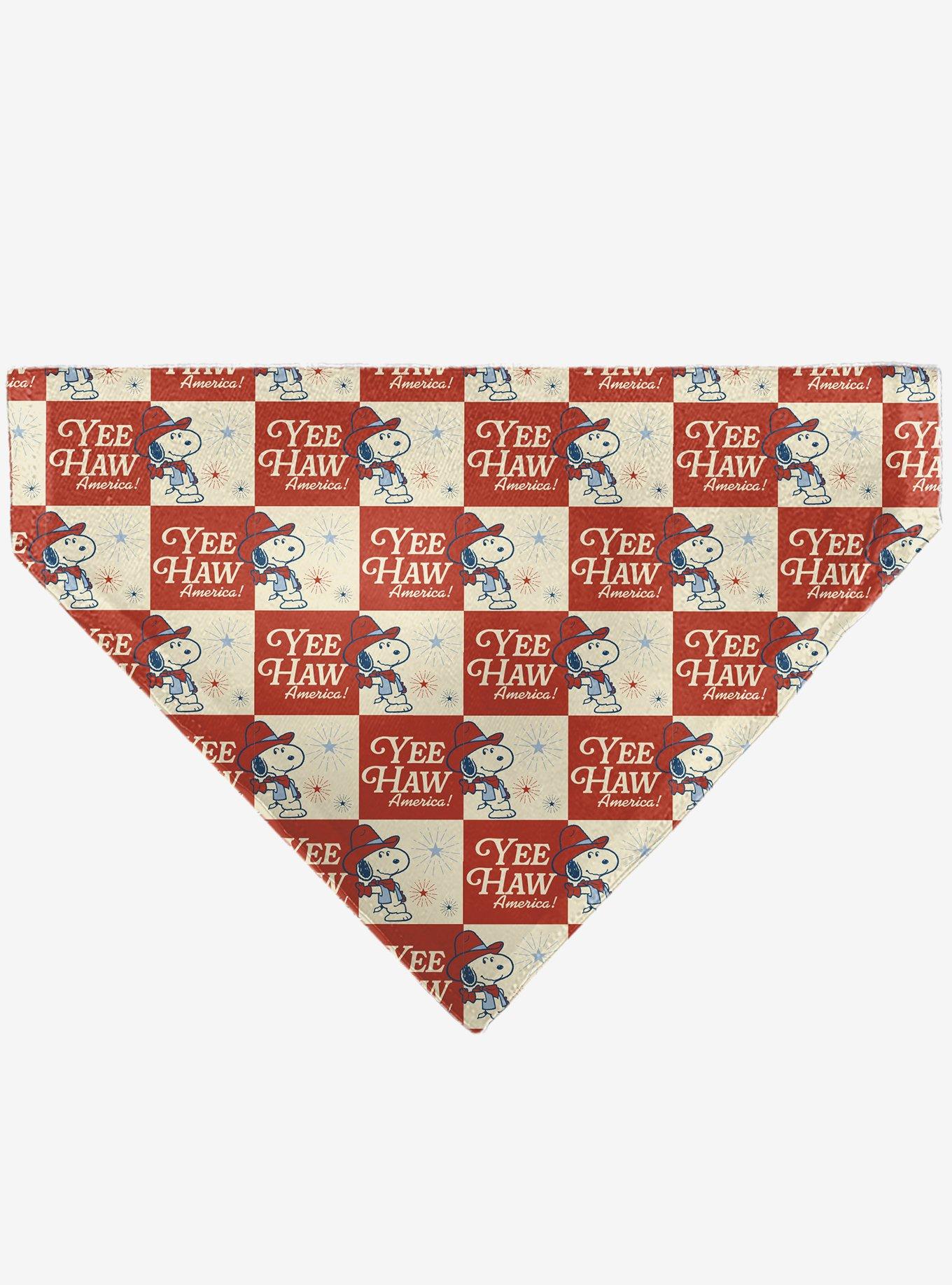 Peanuts Snoopy Yee Haw America Checker Slip On Collar Pet Bandana - Bandana Only, , hi-res