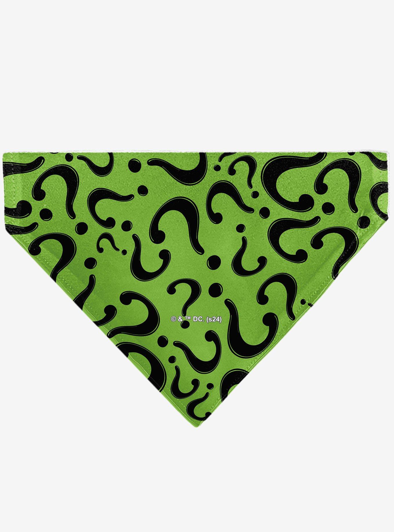 DC Comics The Riddler Question Mark Scattered Black Slip On Collar Pet Bandana - Bandana Only, , hi-res