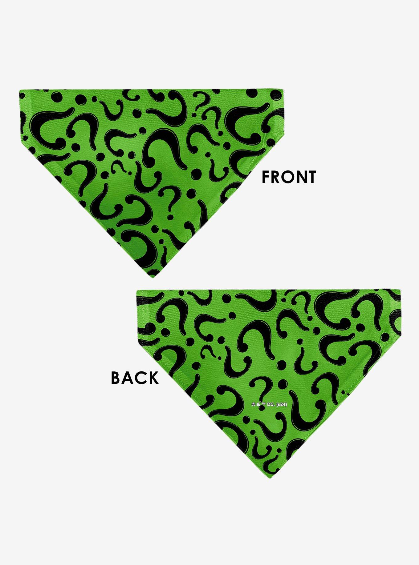 DC Comics The Riddler Question Mark Scattered Black Slip On Collar Pet Bandana - Bandana Only, , alternate