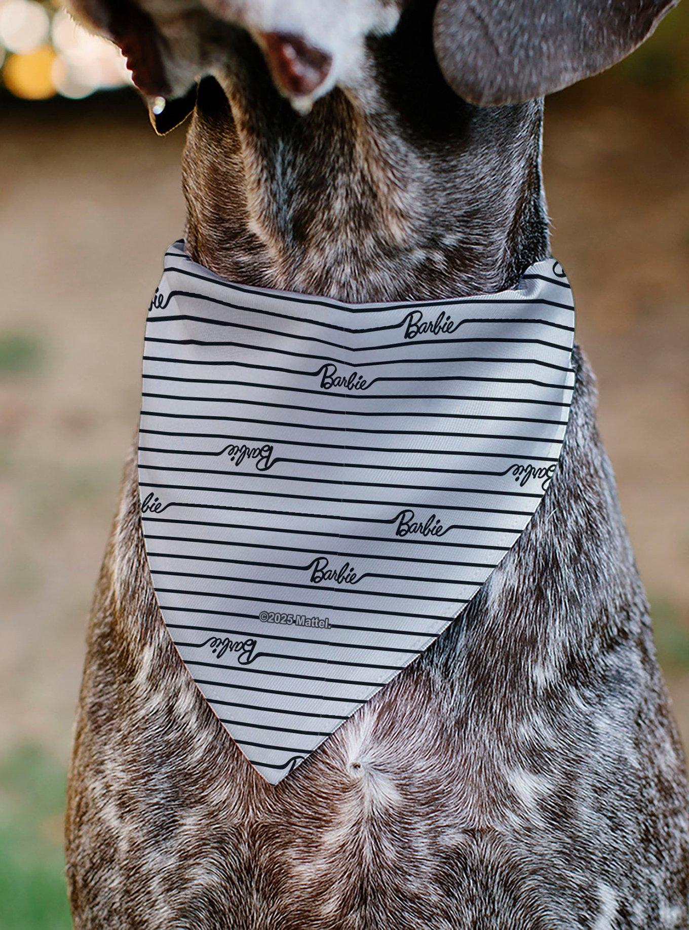 Barbie Script Stripe Black Slip On Collar Pet Bandana - Bandana Only, , alternate