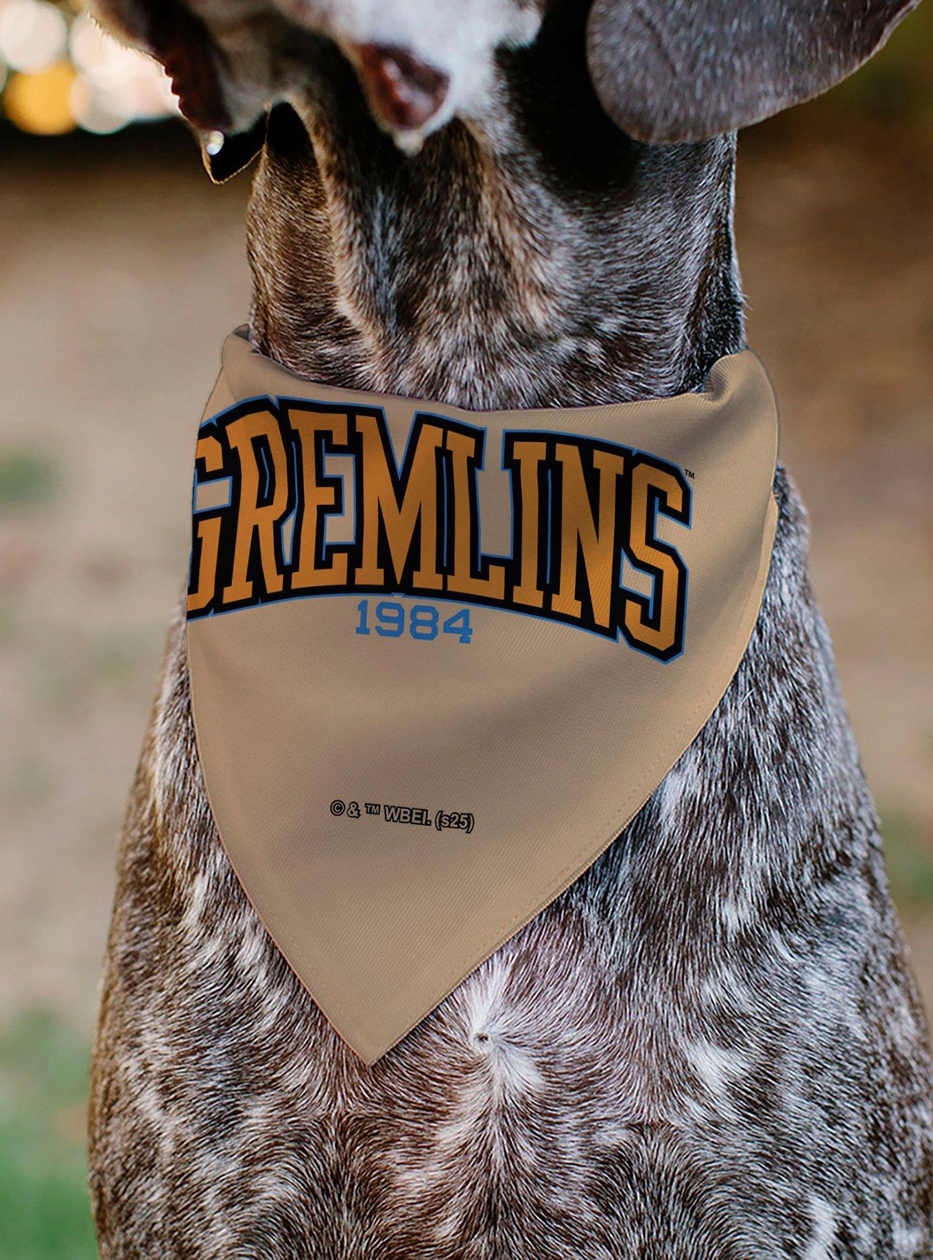 Gremlins Gizmo Face and Gremlins 1984 Varsity Slip On Collar Pet Bandana - Bandana Only, , alternate
