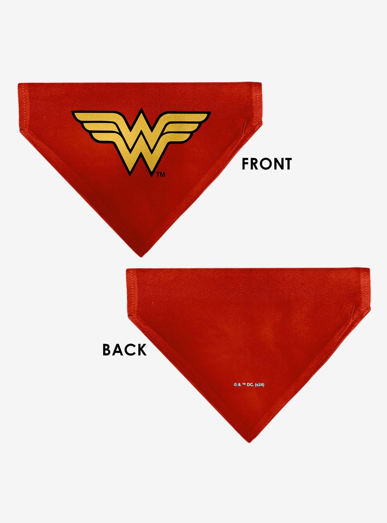 DC Comics Wonder Woman WW Logo Slip On Collar Pet Bandana - Bandana Only, , alternate