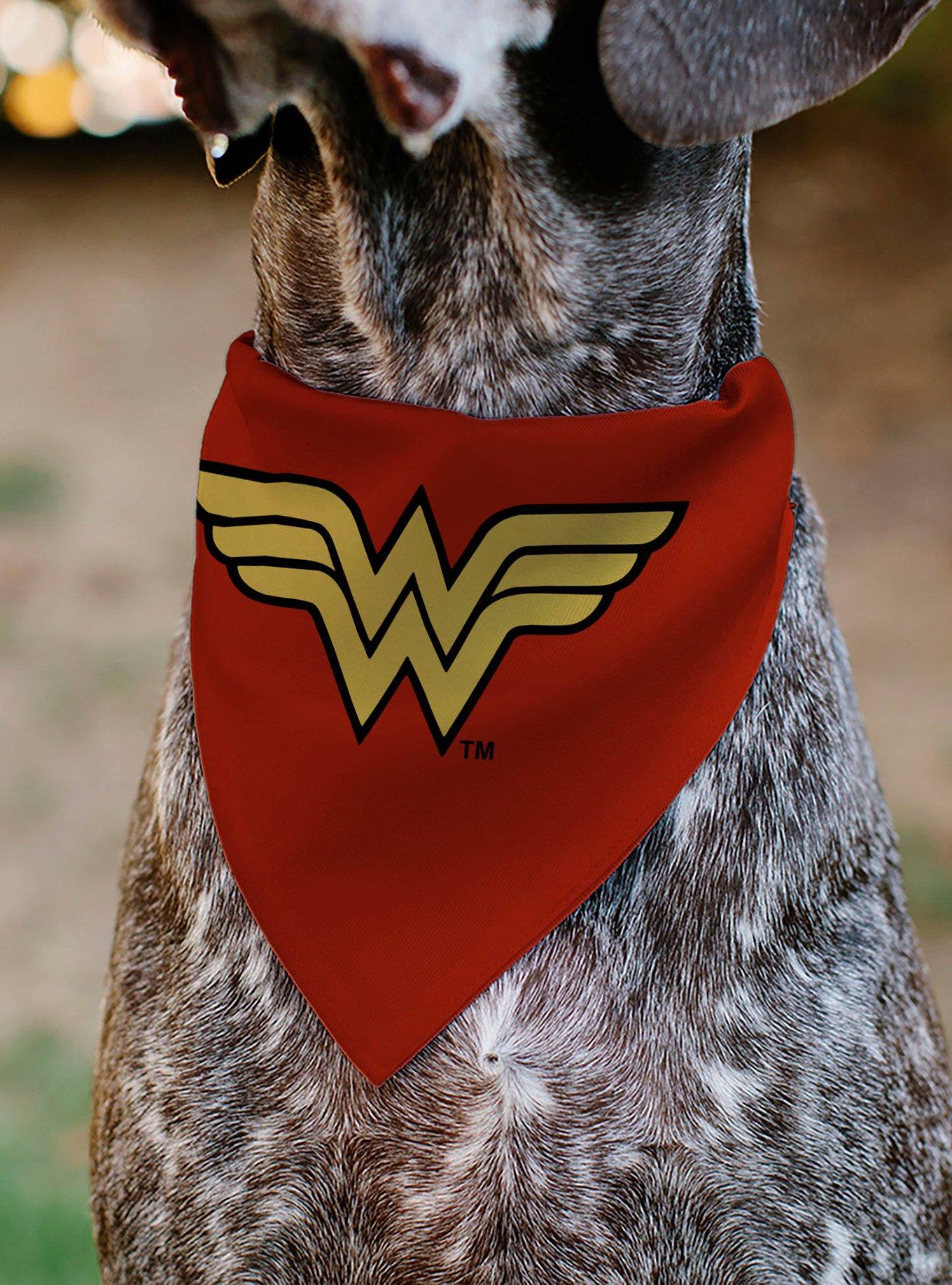 DC Comics Wonder Woman WW Logo Slip On Collar Pet Bandana - Bandana Only, , alternate
