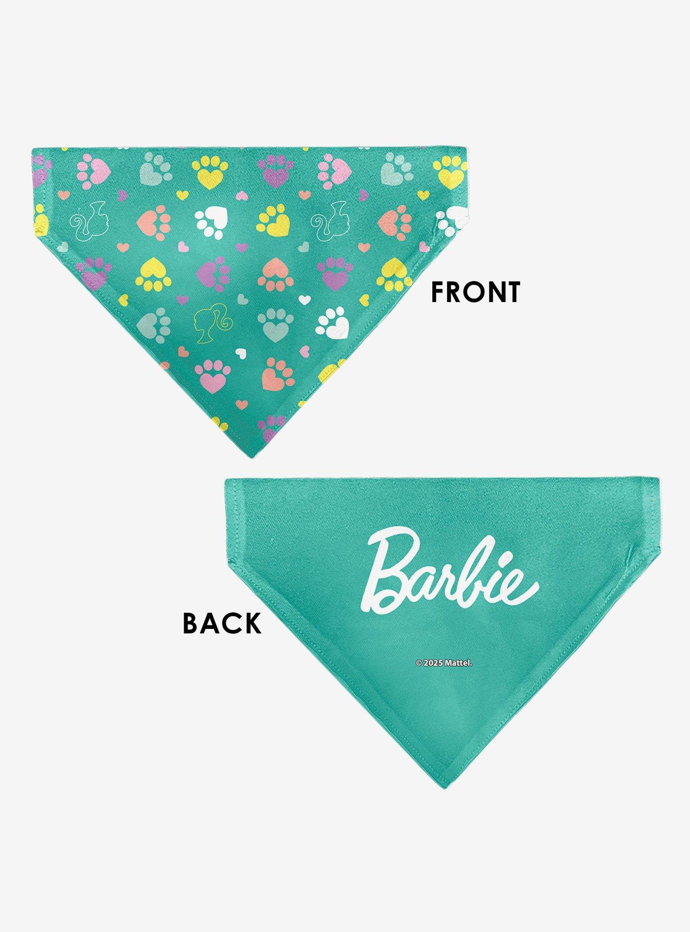 Barbie Paw Print Icons and Script Multi Pastel Slip On Collar Pet Bandana - Bandana Only, , alternate - view 3