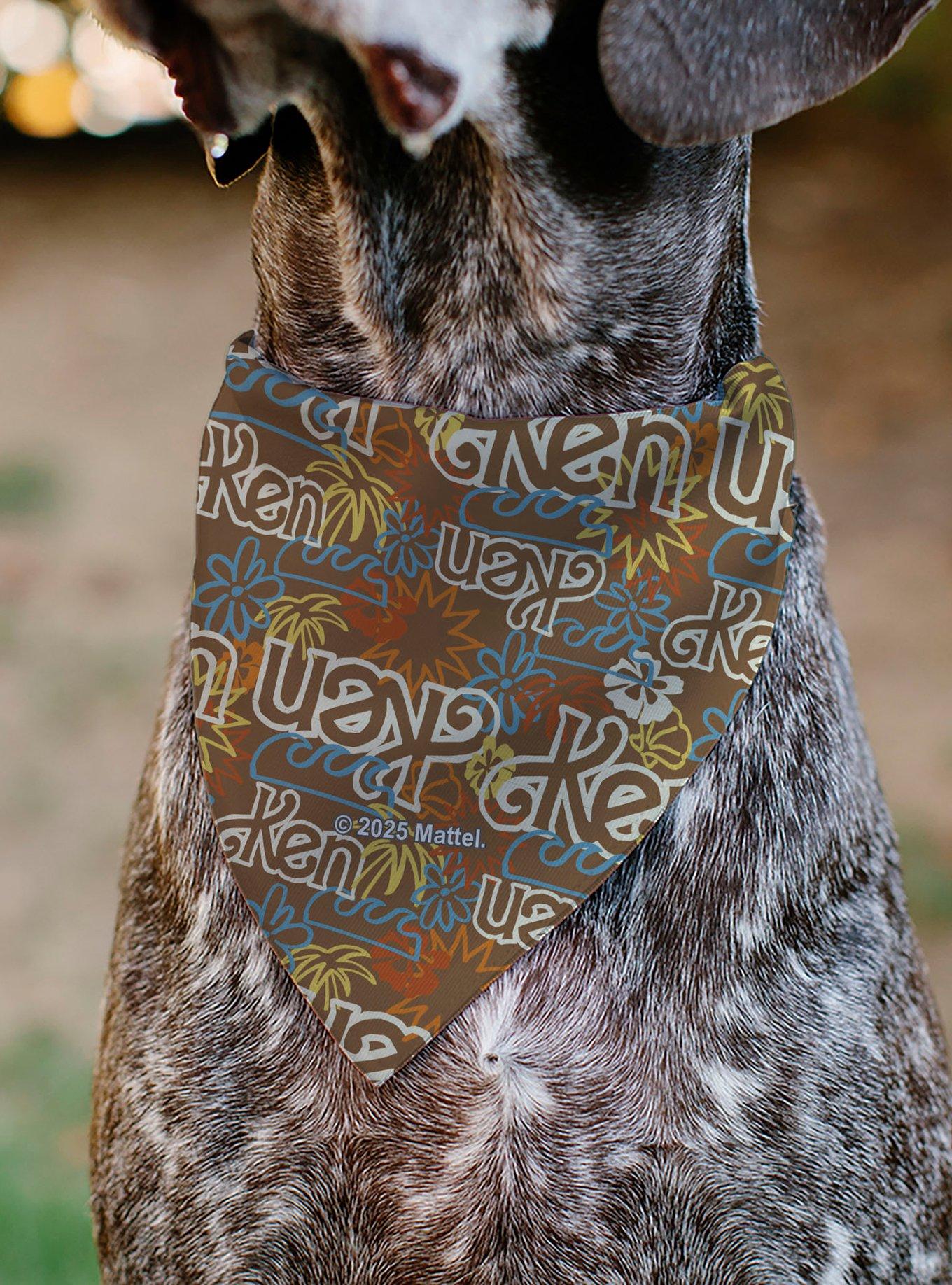 Barbie Ken Text Logo and IconsMulti Color Slip On Collar Pet Bandana - Bandana Only, , alternate