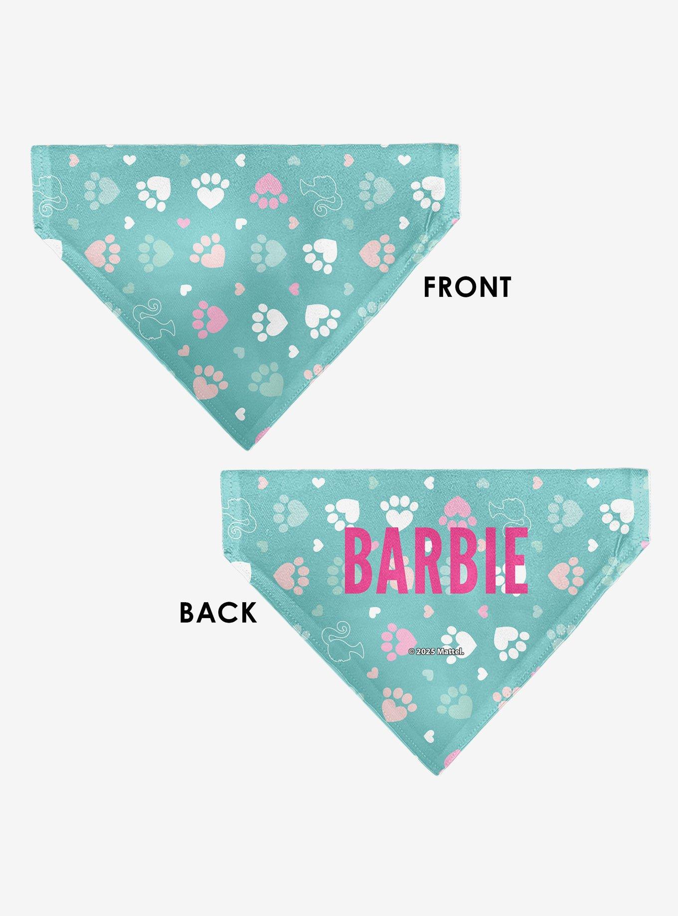 Barbie Bold Text Paw Print Icons Slip On Collar Pet Bandana - Bandana Only, , alternate - view 3
