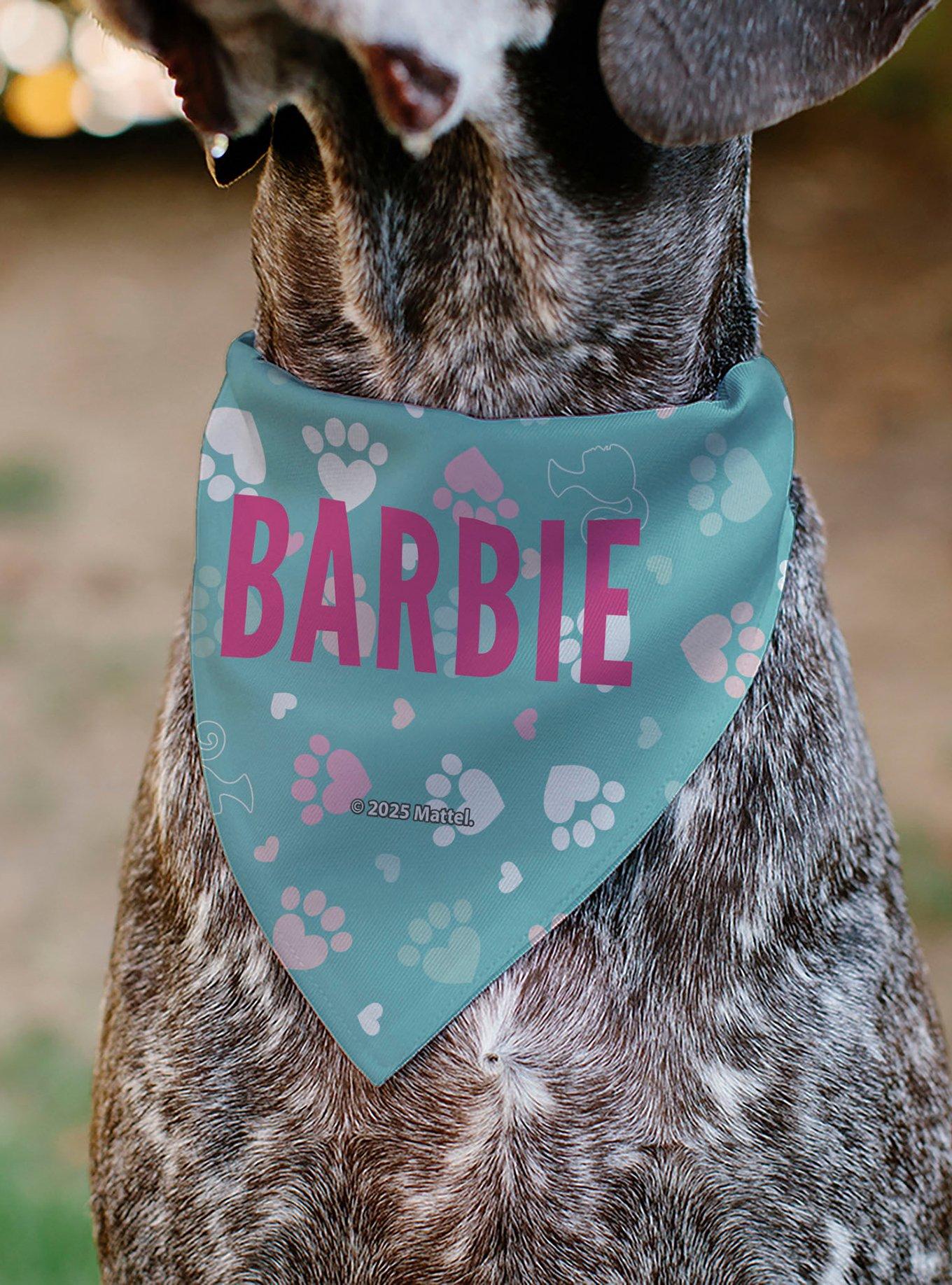 Barbie Bold Text Paw Print Icons Slip On Collar Pet Bandana - Bandana Only, , alternate - view 5