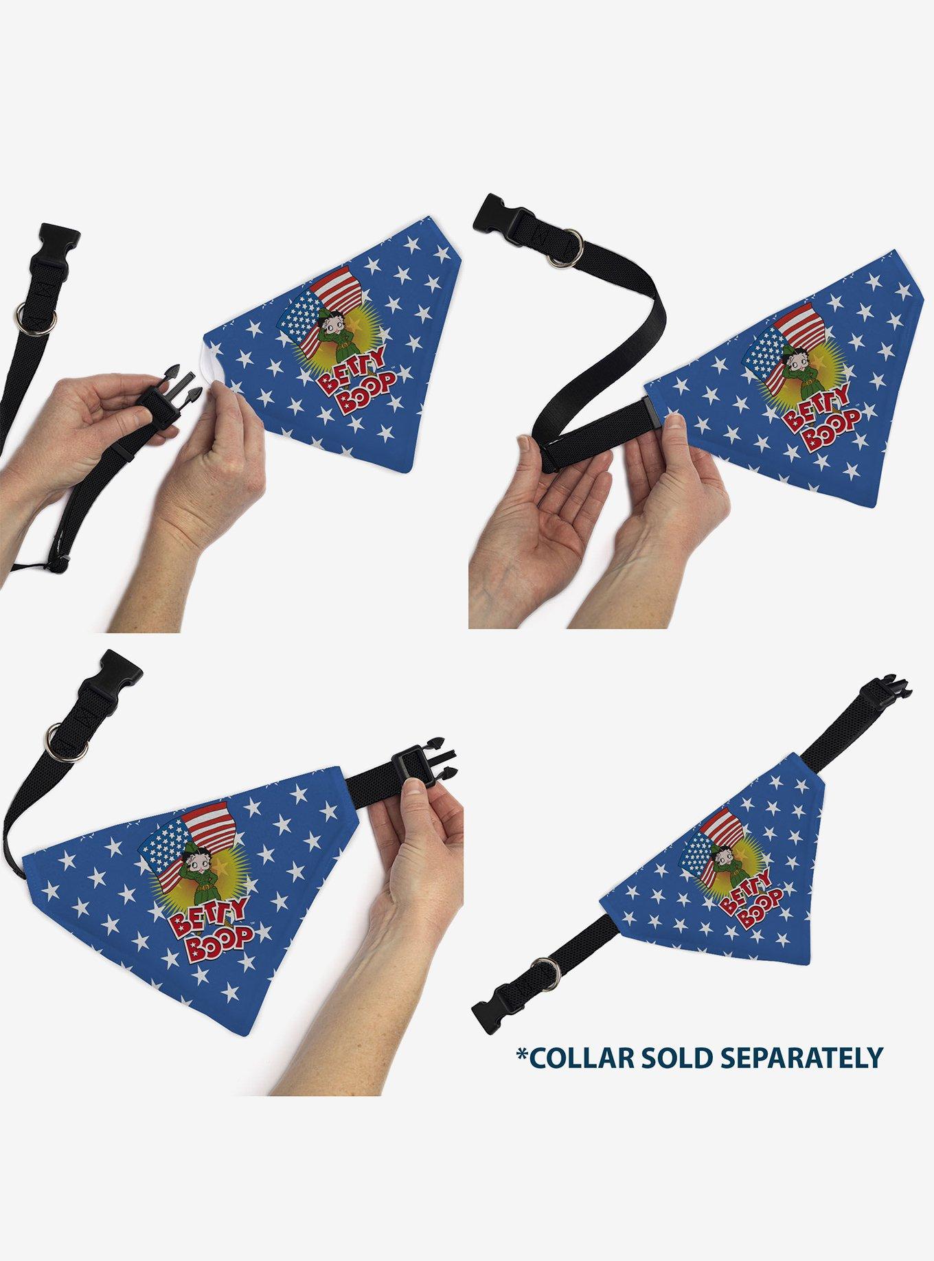 Betty Boop Americana Soldier Salute Pose and Stars Slip On Collar Pet Bandana - Bandana Only, , alternate