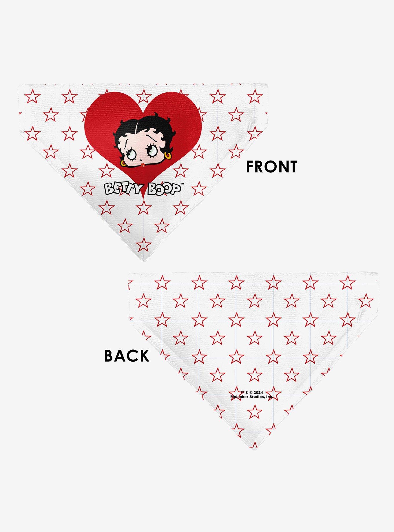 Betty Boop Face Heart and Text Stars Red Slip On Collar Pet Bandana - Bandana Only, , alternate - view 3