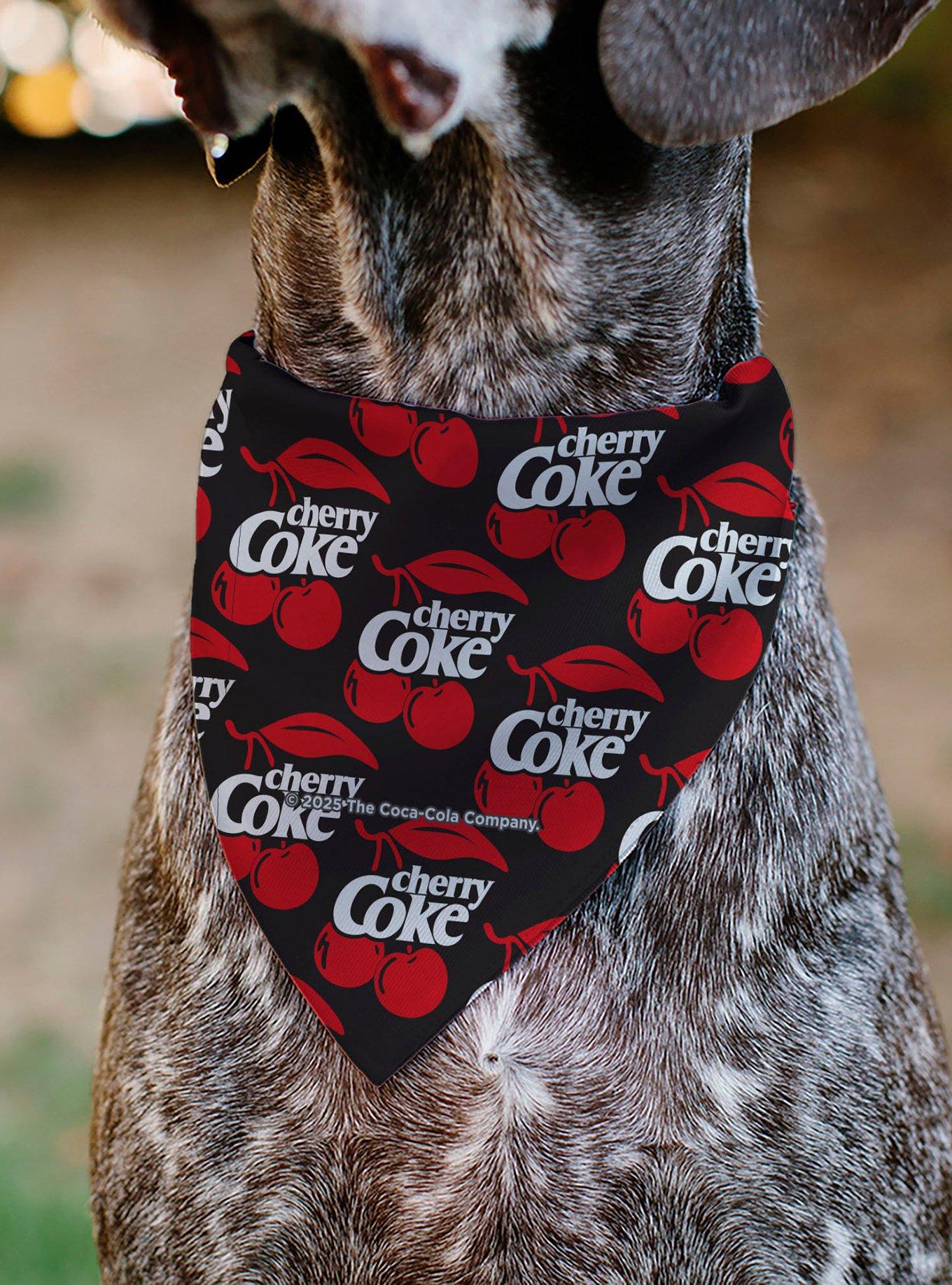 Coca-Cola Cherry Coke and Cherries Logo Collage Black Slip On Collar Pet Bandana - Bandana Only, , alternate