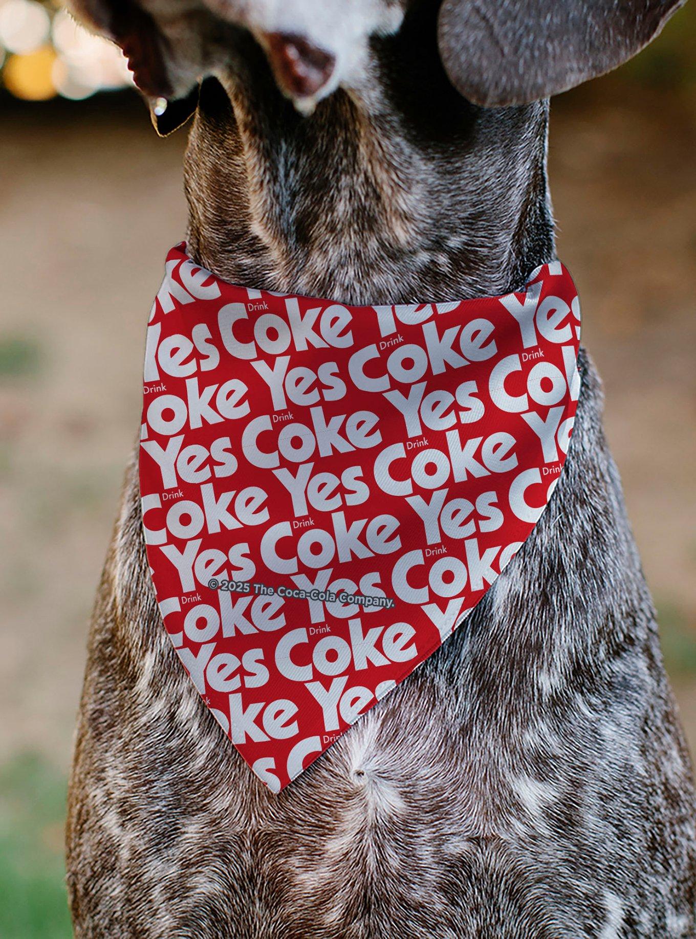 Coca-Cola Yes Coke Yes Text Collage Slip On Collar Pet Bandana - Bandana Only, , alternate