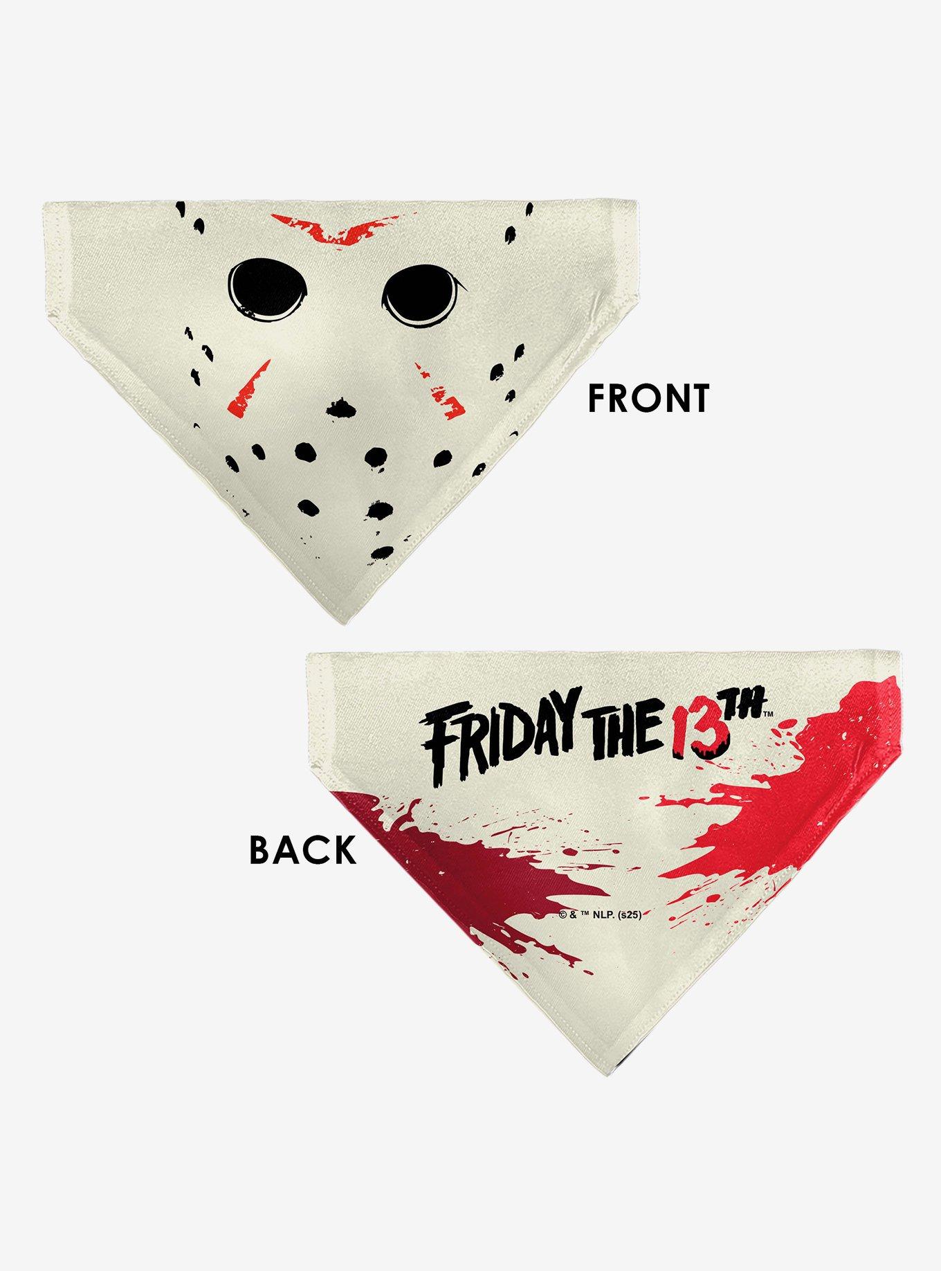 Friday The 13th Hockey Mask Close Up Black Slip On Collar Pet Bandana - Bandana Only, , alternate