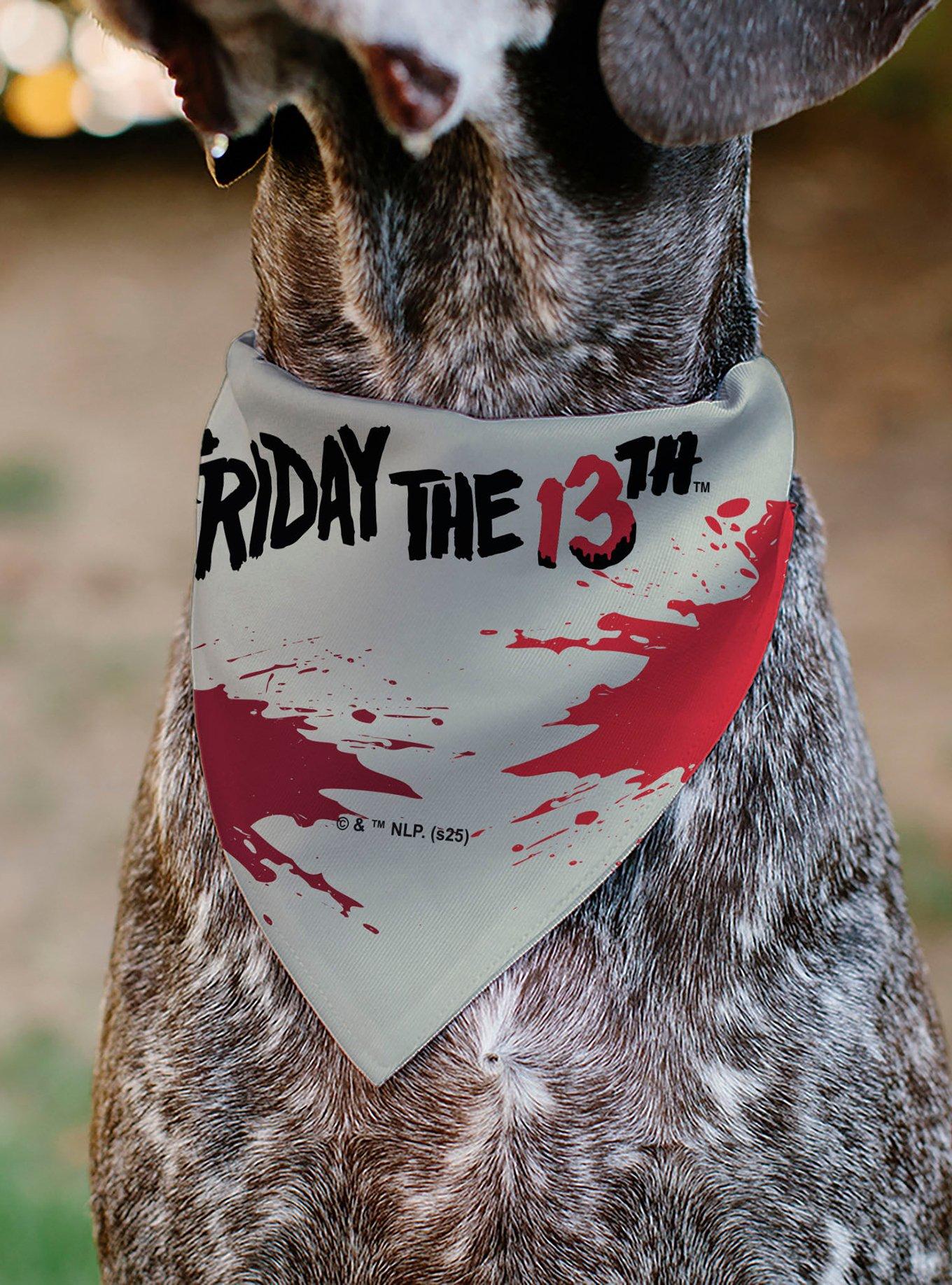Friday The 13th Hockey Mask Close Up Black Slip On Collar Pet Bandana - Bandana Only, , alternate