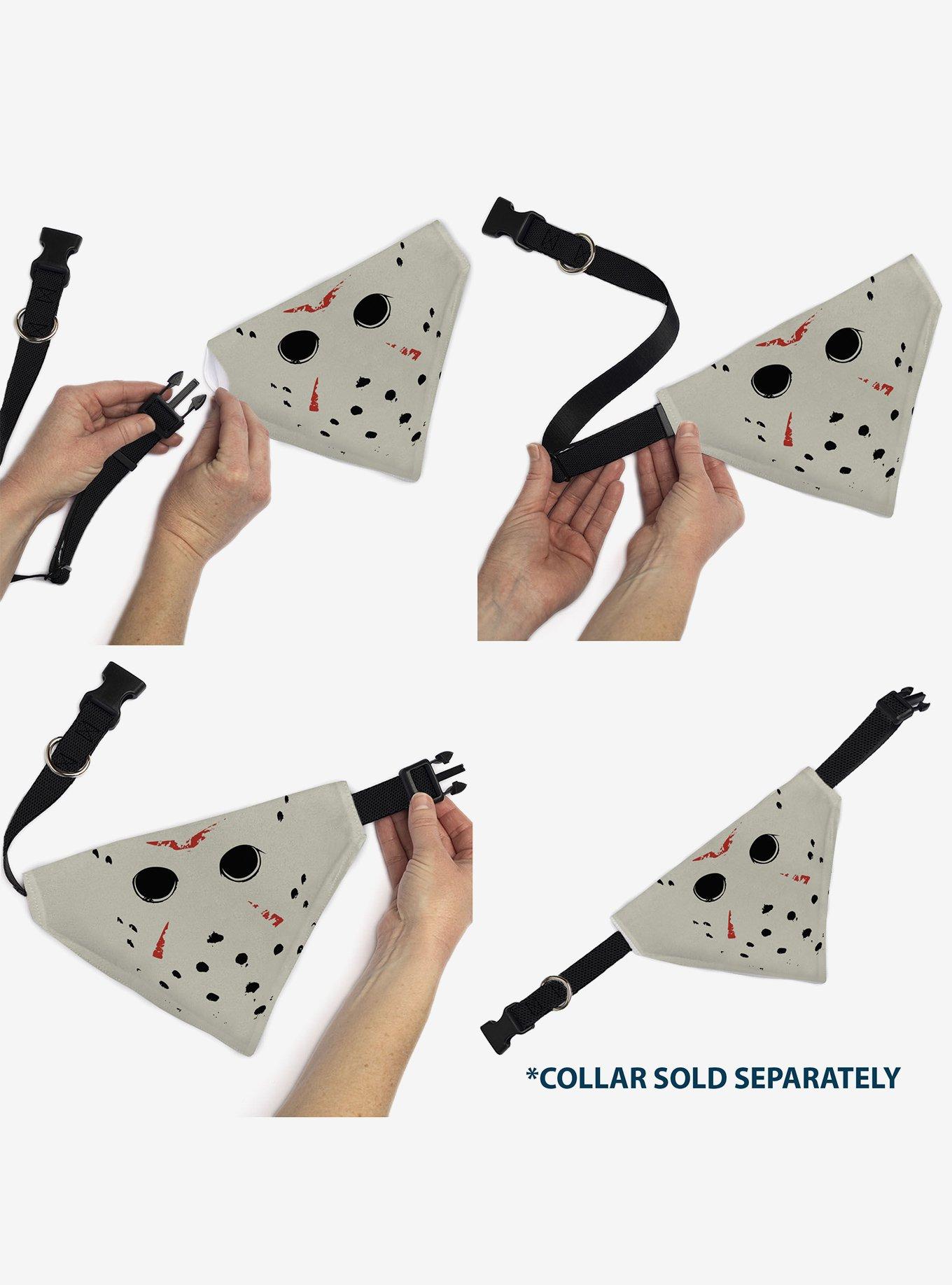 Friday The 13th Hockey Mask Close Up Black Slip On Collar Pet Bandana - Bandana Only, , alternate