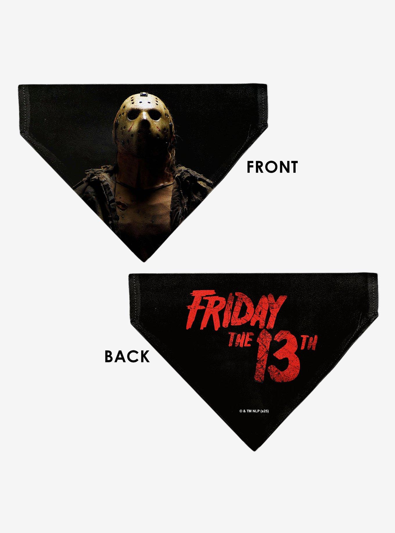 Friday The 13th Jason Pose and Title Black Slip On Collar Pet Bandana - Bandana Only, , alternate