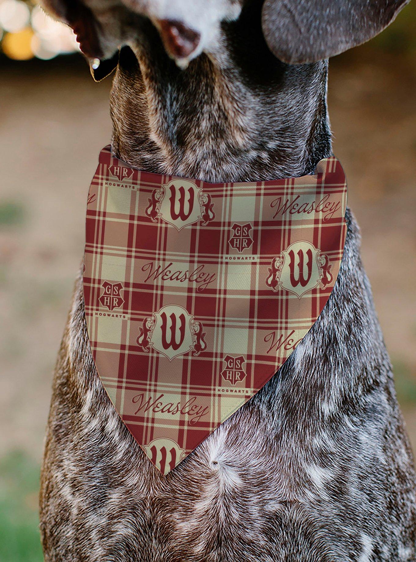 Harry Potter Weasley Family House Crest Plaid Slip On Collar Pet Bandana - Bandana Only, , alternate