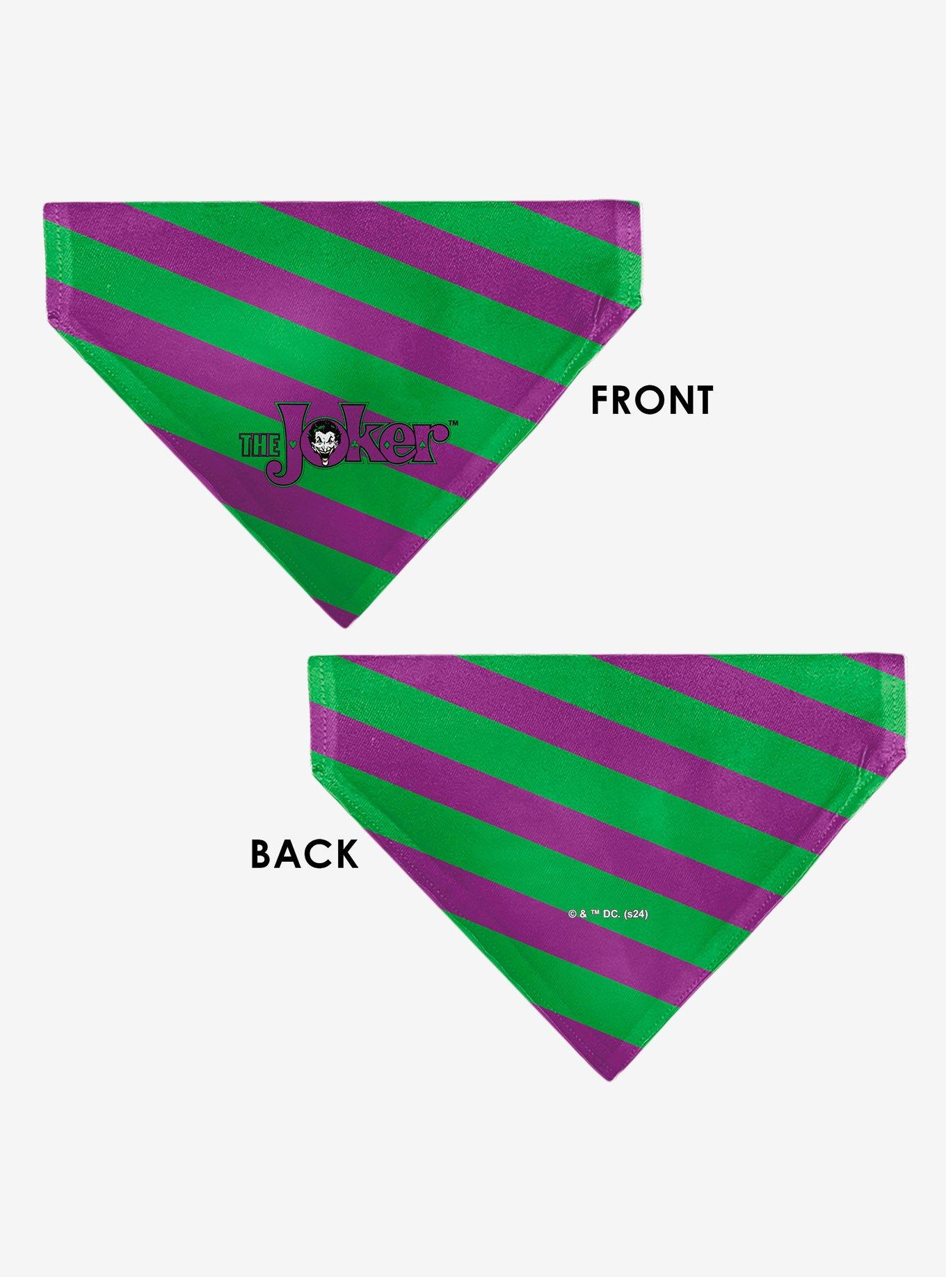 DC Comics The Joker Title and Stripe Purple Slip On Collar Pet Bandana - Bandana Only, , alternate