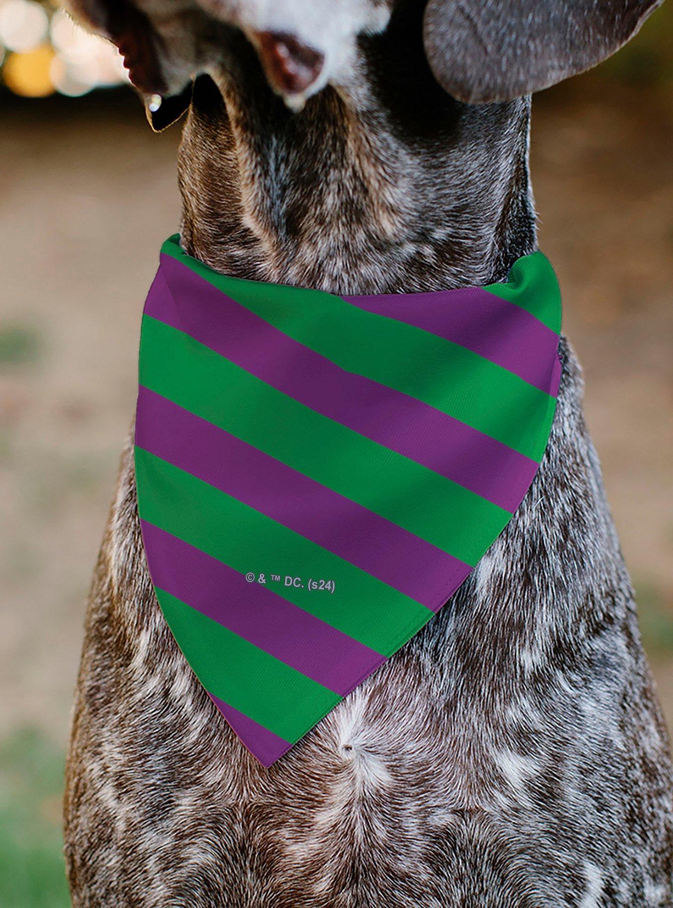 DC Comics The Joker Title and Stripe Purple Slip On Collar Pet Bandana - Bandana Only, , alternate