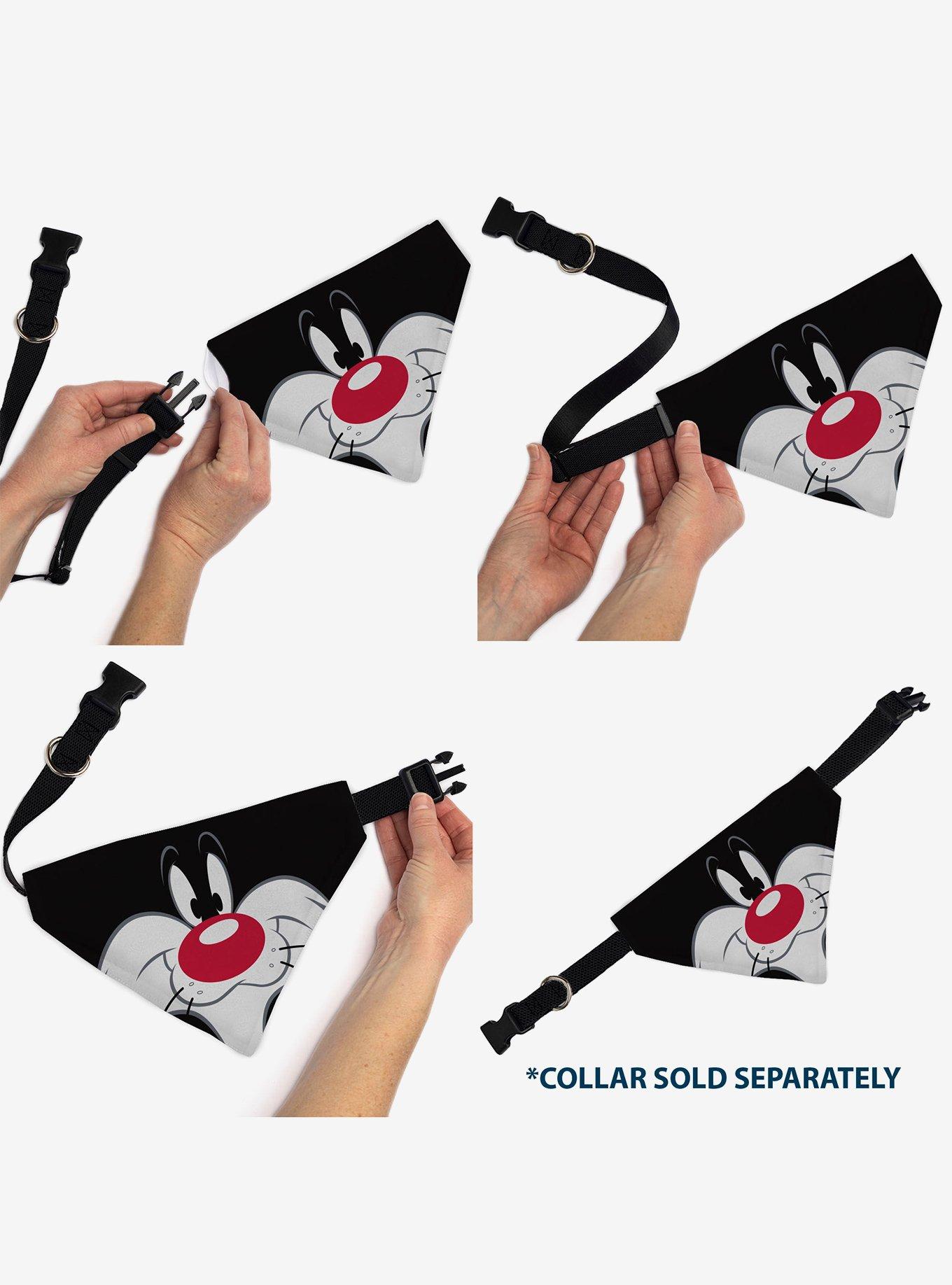 Looney Tunes Sylvester The Cat Face Close Up Slip On Collar Pet Bandana - Bandana Only, , alternate